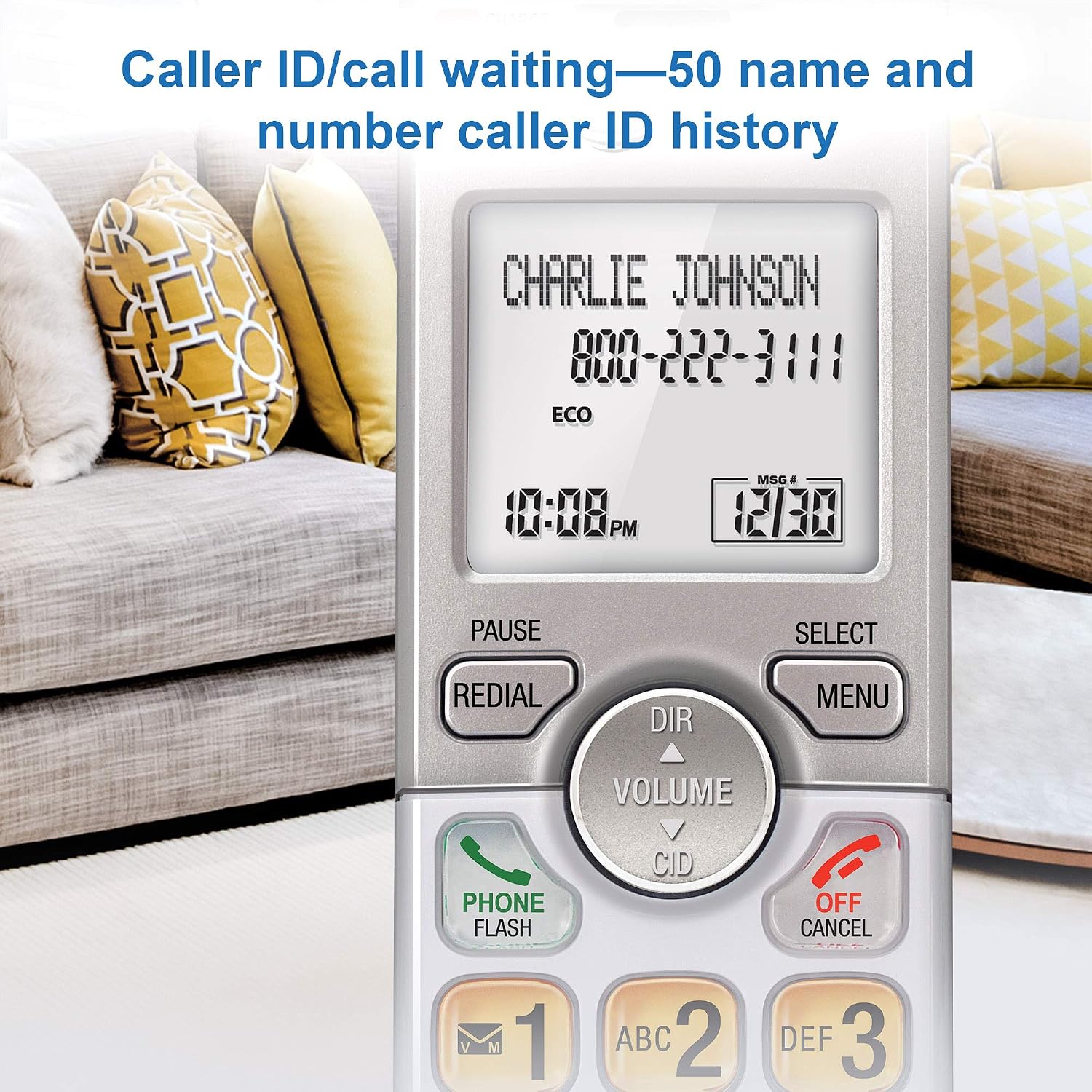 AT&T EL52213 2-Handset Cordless Phone, Light Champagne | Digital Answering System, Extra-Large Backlit Keys, Caller ID/Call Waiting, DECT 6.0, Expandable Speakerphone