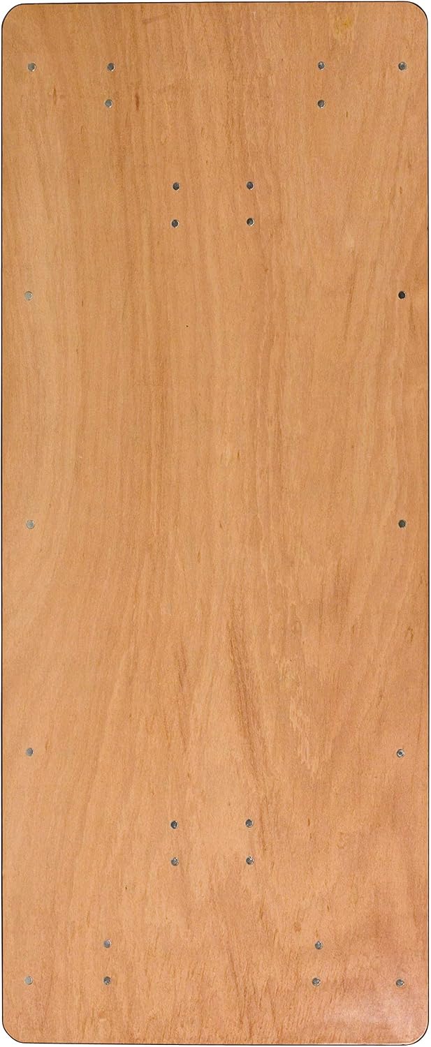 Flash Furniture 6 ft Folding Clear Coat Rectangular Banquet Table, Clear | Wood, Durable Construction, Commercial Use