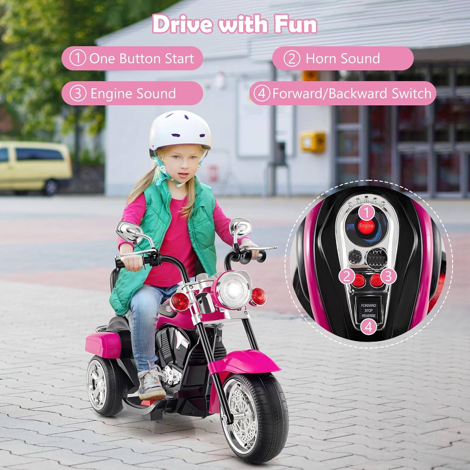 Costzon 6V Ride on Chopper Kids Motorcycle with Horn, Headlight (Red)