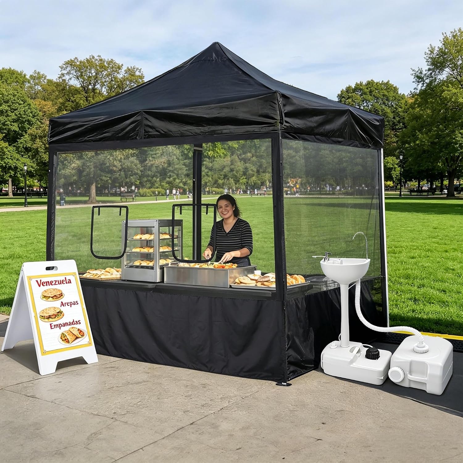 Yescom Pop Up Canopy Half Mesh Sidewall with Window 10x10Ft for Food Booth