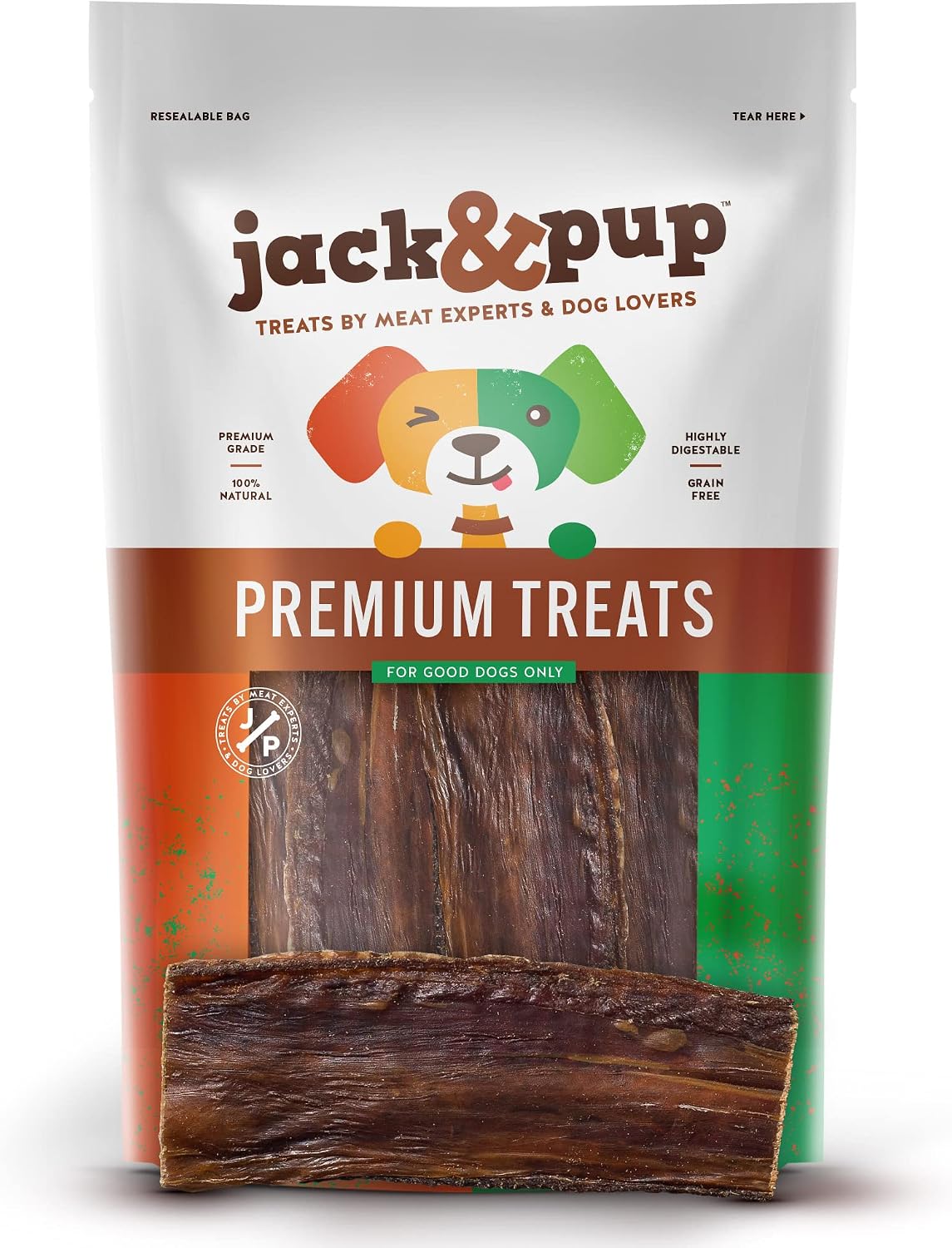Jack&Pup Gullet Sticks for Dogs, 6" Esophagus Dog Treats (40 Pack)