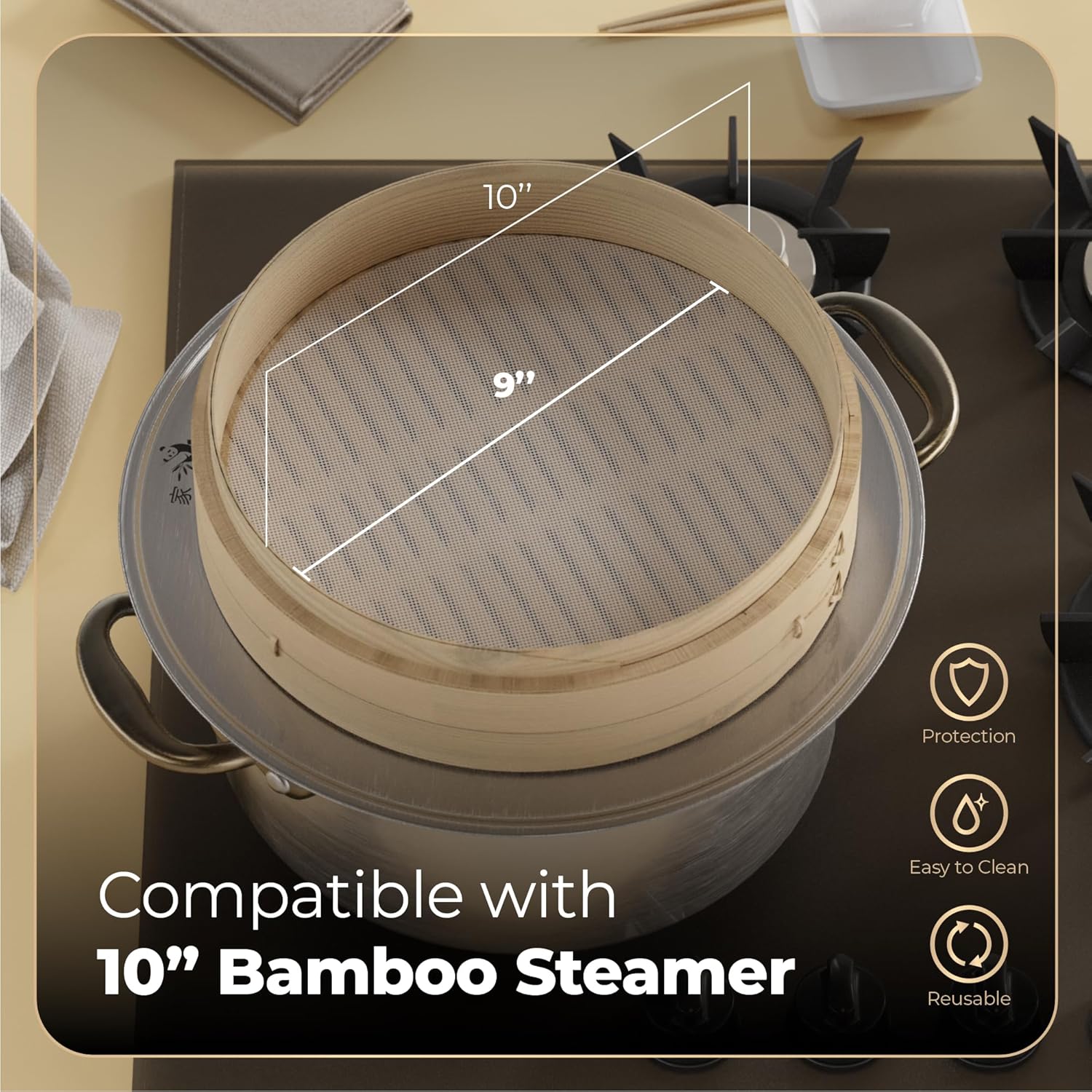 54-Piece Bamboo Steamer Basket Set, 10 Inch for Delicious, Authentic Meals