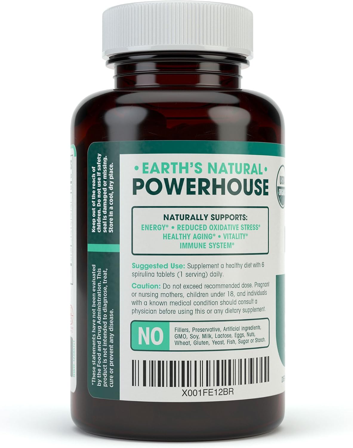 USDA Organic Spirulina Tablets - Non-GMO Green Superfood Supplement: 3000mg of Fresh Blue Green Algae, Vegan, Gluten Free, Sustainably Grown