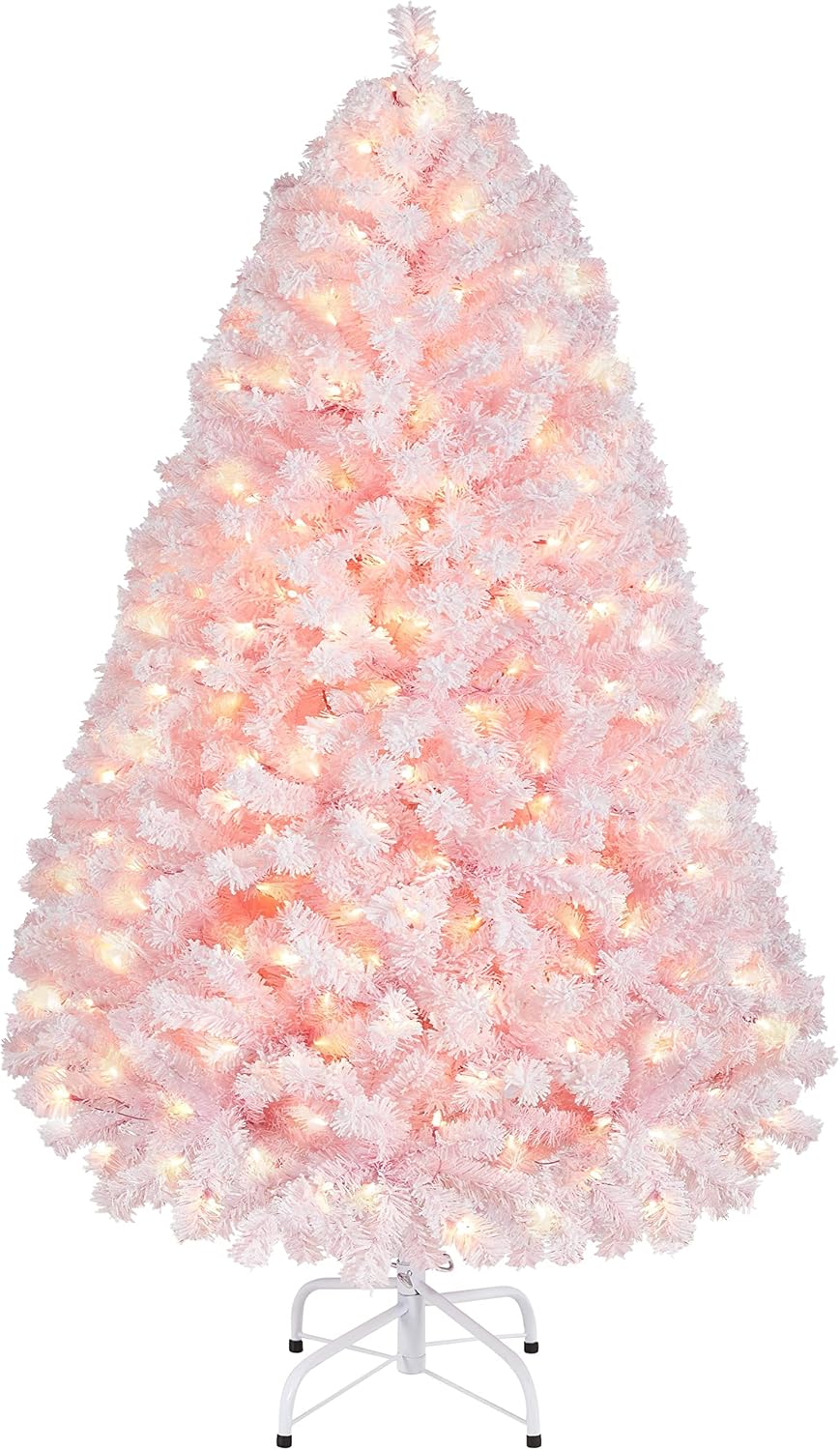 Yaheetech 7.5ft Pre-Lit Snow Flocked Artificial Christmas Tree, 550 Lights