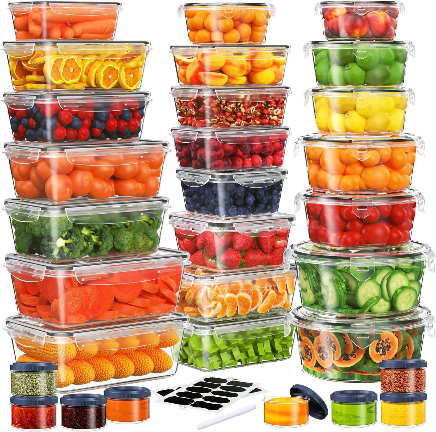 28 Pieces Food Storage Containers with Lids EXTRA LARGE Freezer Containers for Food BPA-Free Meat Fruit Vegetables Plastic Containers with lids