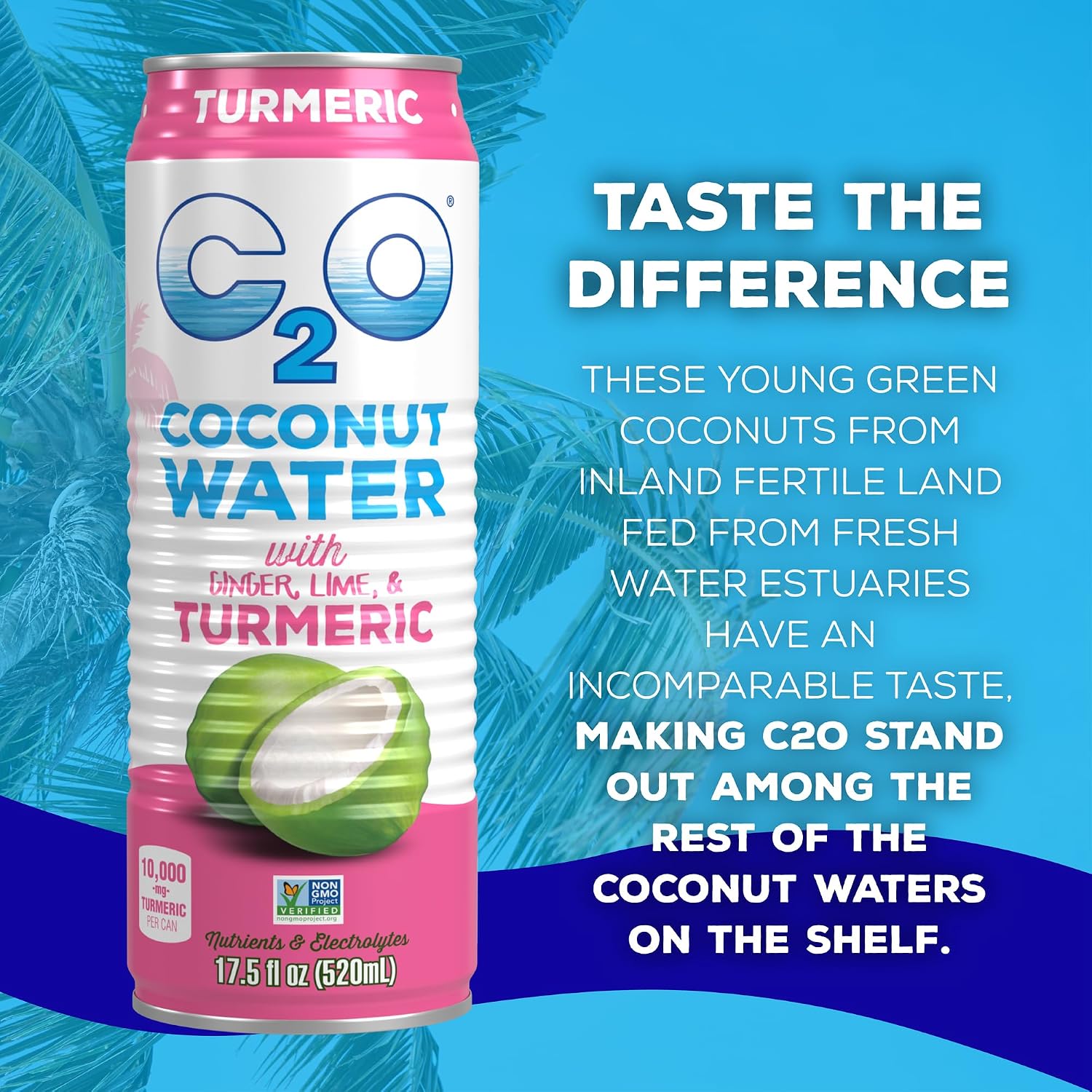 C2O - Coconut Water with Pineapple (12 Pack) - Made with Fresh Coconut Water - Plant Based - Non GMO - Canned Water - Natural Hydration, Essential Electrolytes, & Potassium - 12 Cans, 17.5 FL OZ