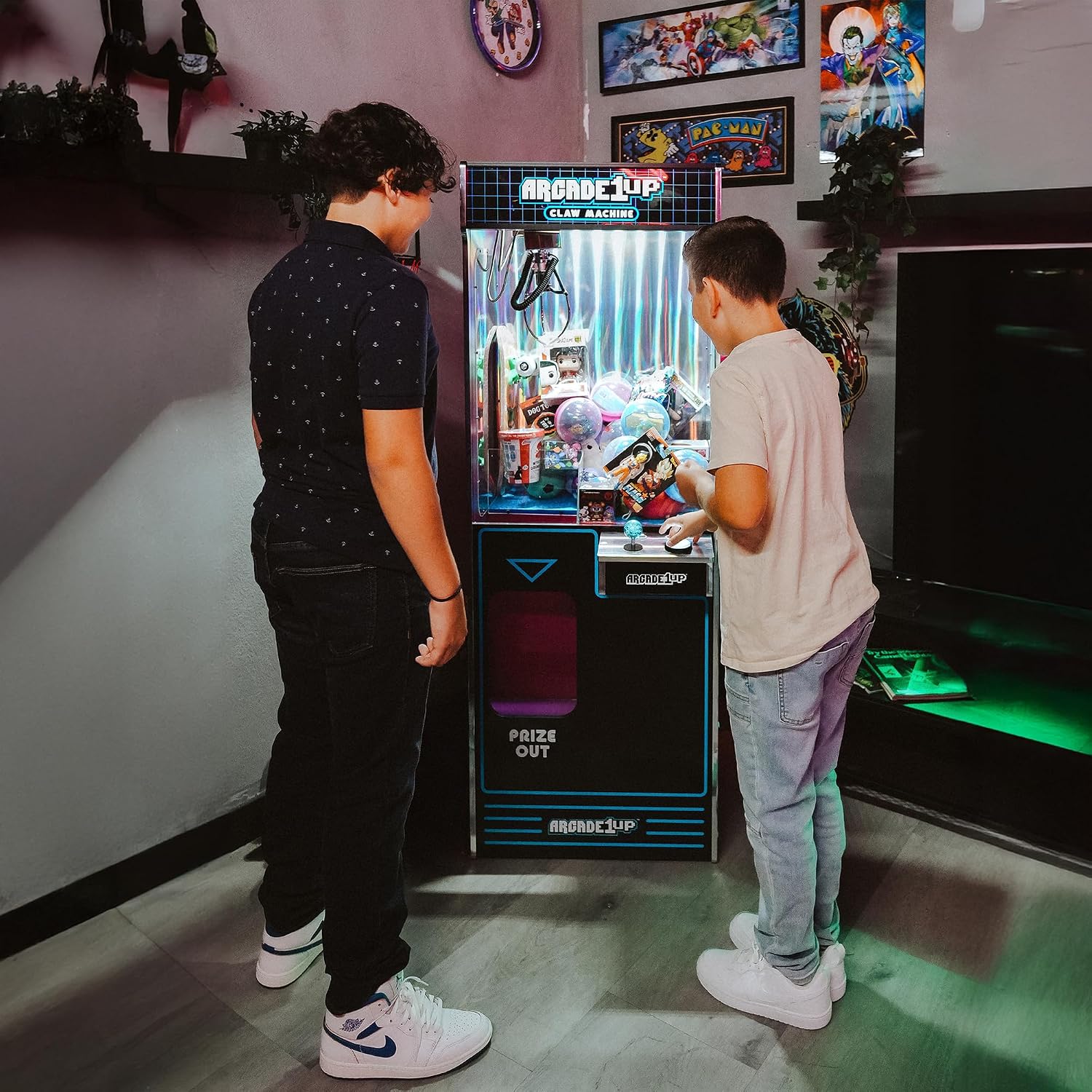ARCADE1UP Claw Machine with 3 Levels of Difficulty, Ceiling Light | Adjustable Sound Volume for Arcade Game Room and Party Entertainment