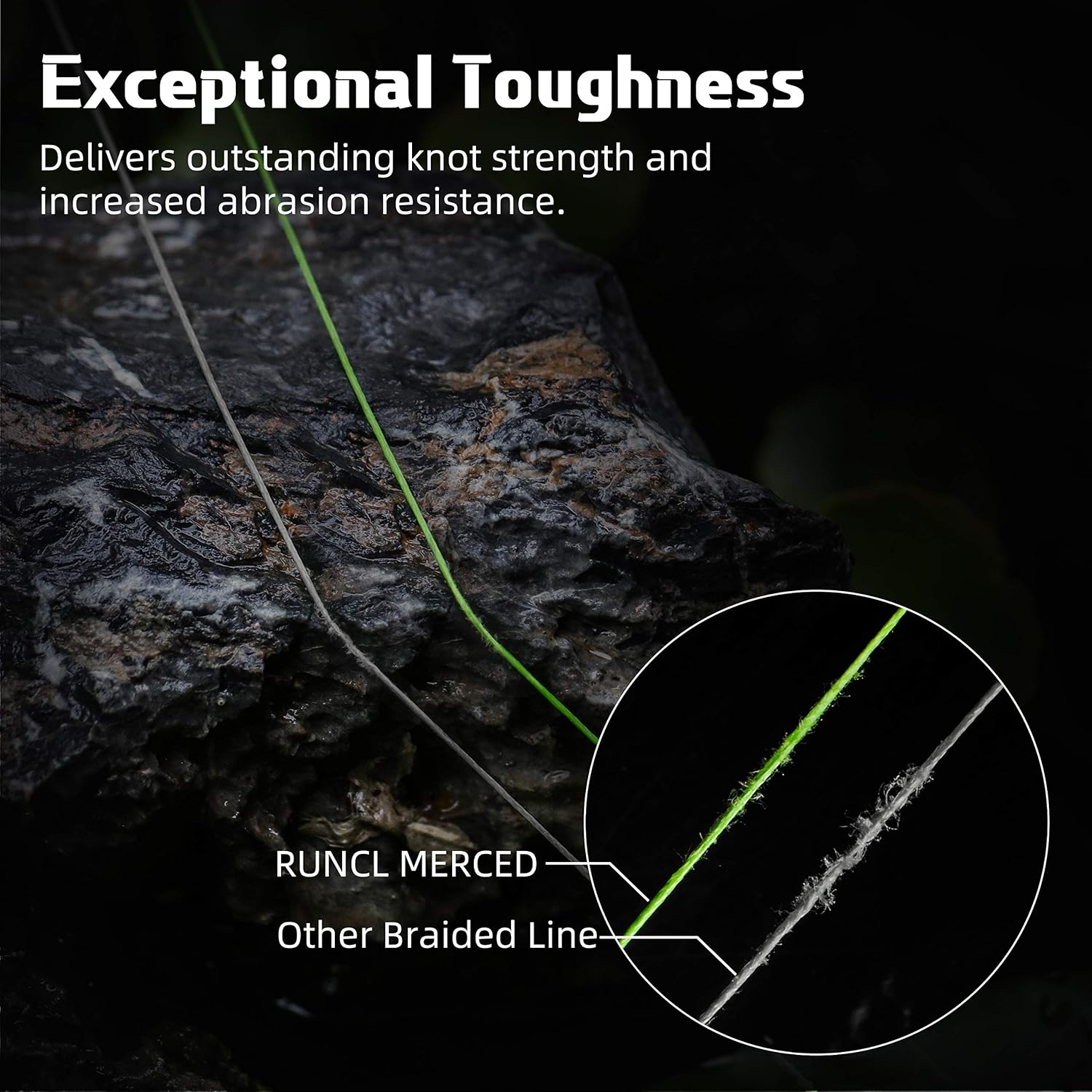 RUNCL Braided Fishing Line Merced, 1000 500 300 Yards Braided Line 4 8 Strands, 6-200LB - Proprietary Weaving Tech, Thin-Coating Tech