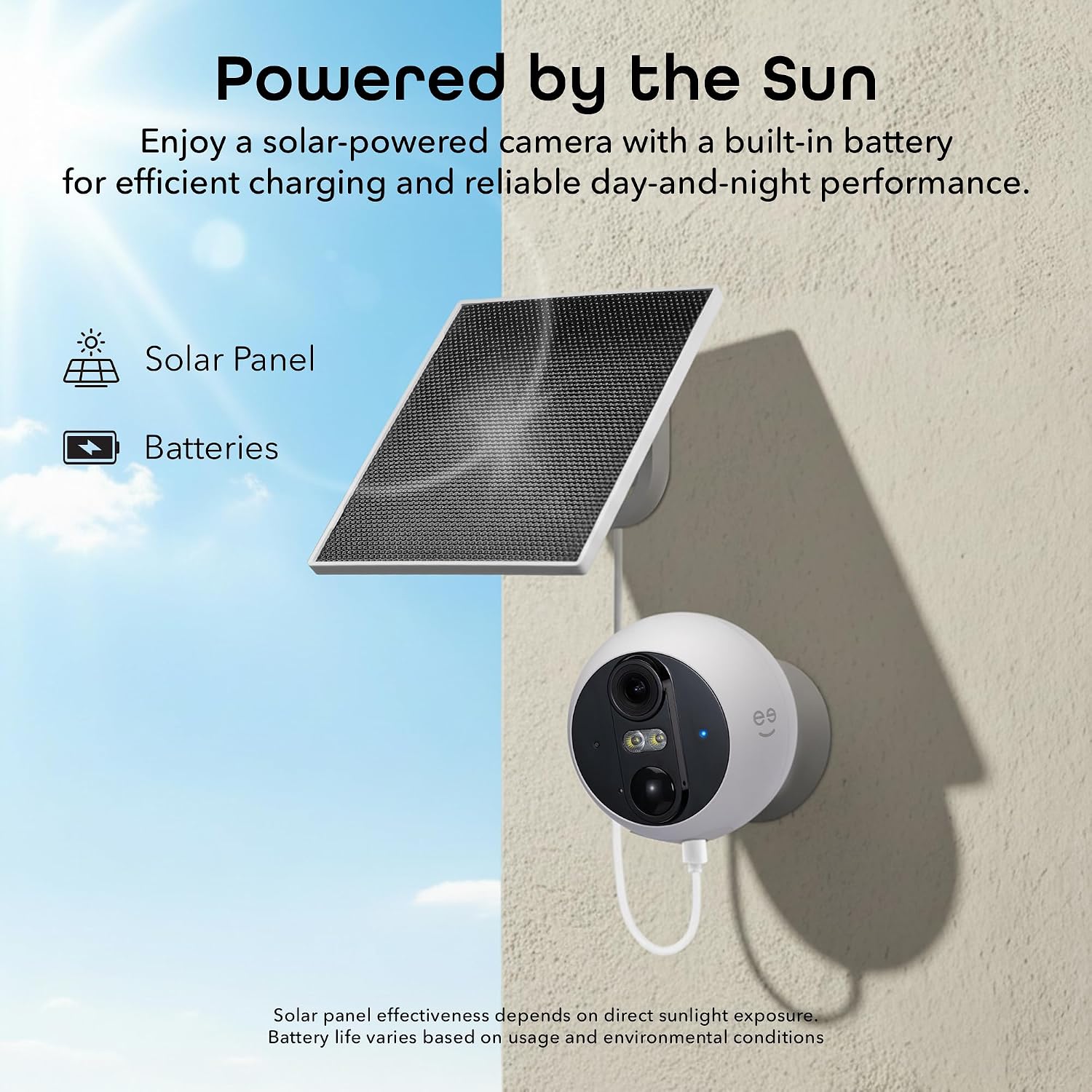 Geeni Perch 3MP Smart Magnetic Battery Camera with 3W Solar Panel – 2K HD Outdoor Wireless Security Camera with Continuous Solar Power, Color Night Vision, LED Spotlight, & IP65 Weatherproof