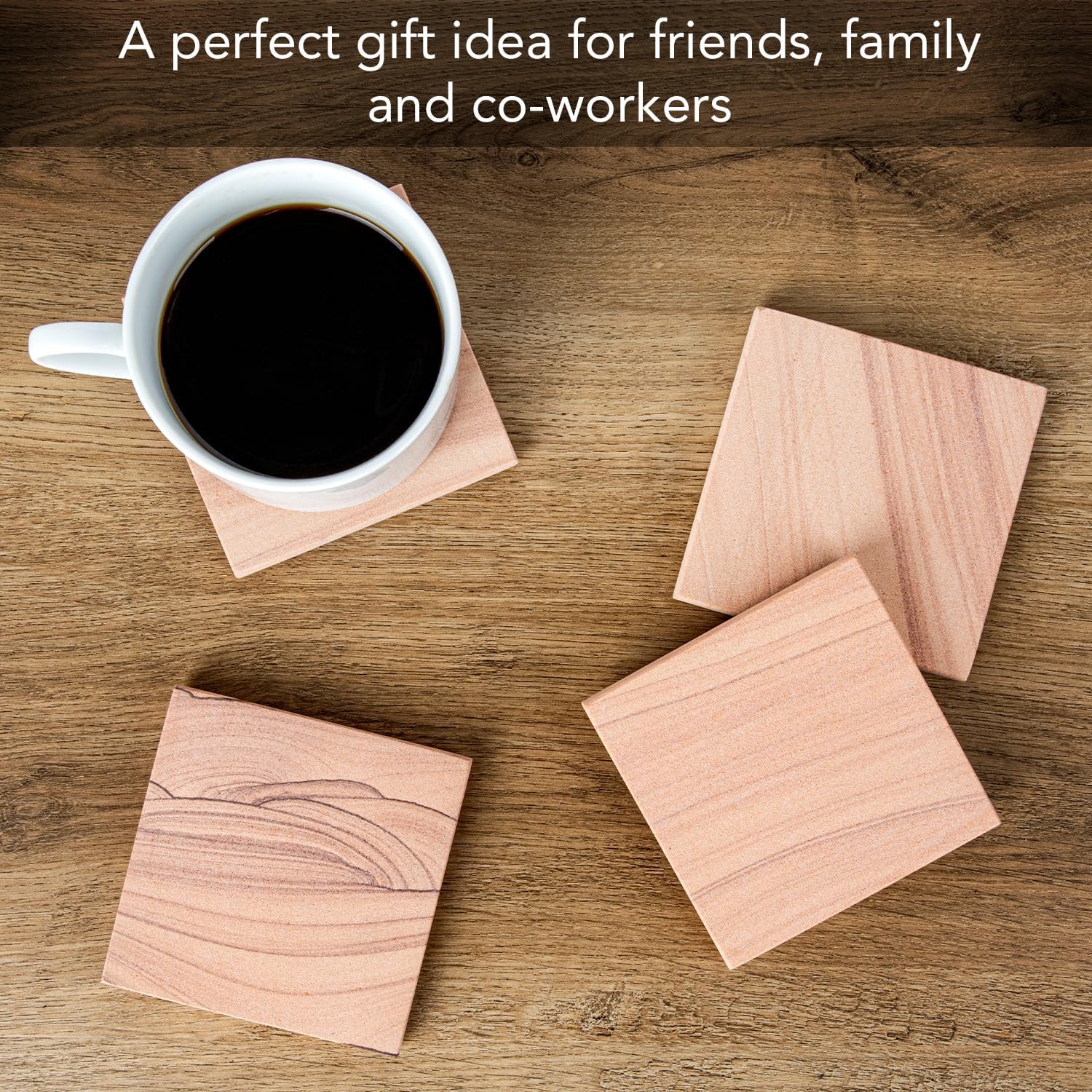 Thirstystone Sandstone Cinnabar Coasters | Protective Cork Backing, Eco-Friendly, Absorbent, Easily Wipes Clean