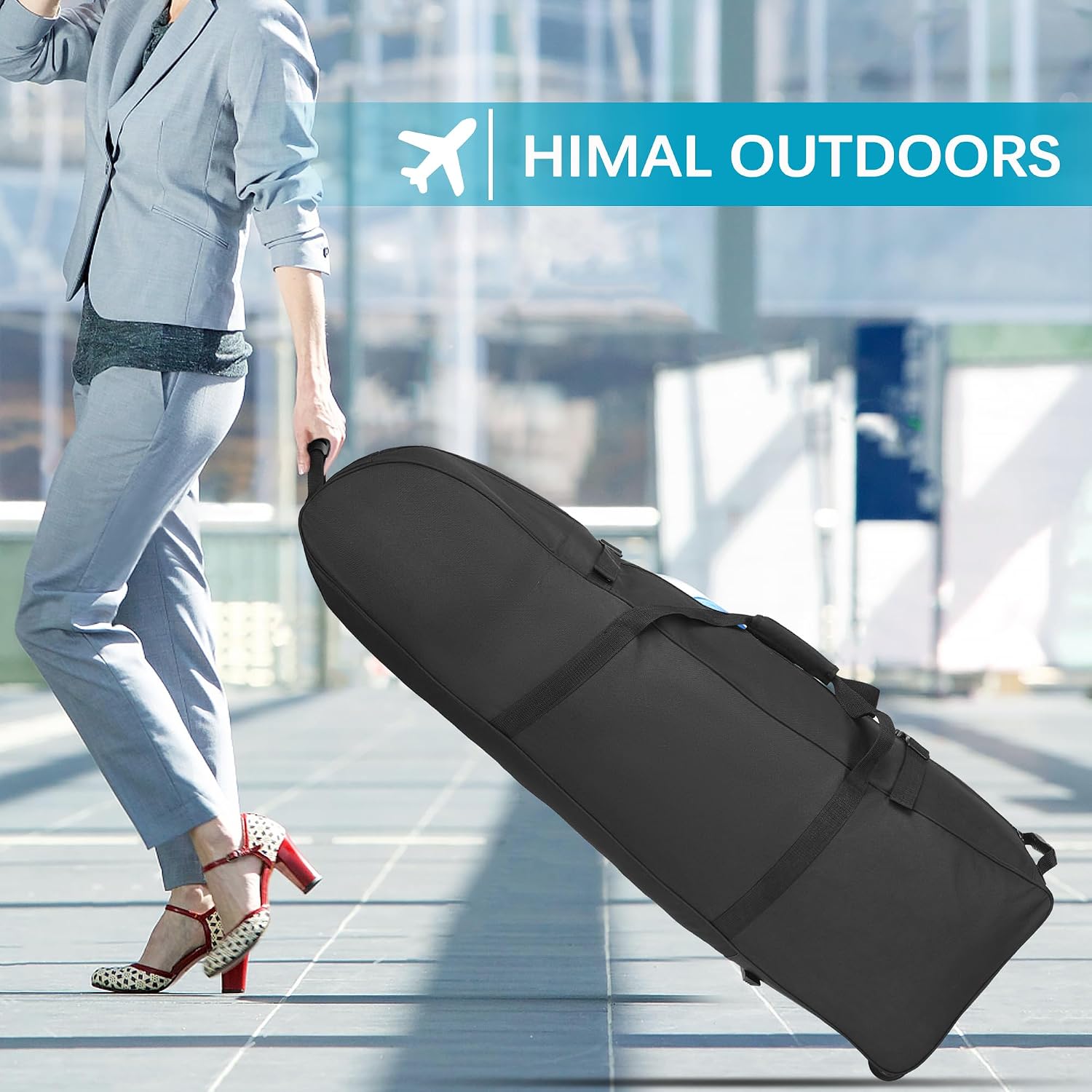Himal Outdoors Soft-Sided Golf Travel Bag with Wheels, 600D Oxford Fabric | Water-Resistant 600D Oxford, Soft-Sided Design, Rolling Wheels, Excellent Zipper, Universal Fit, Airline Travel