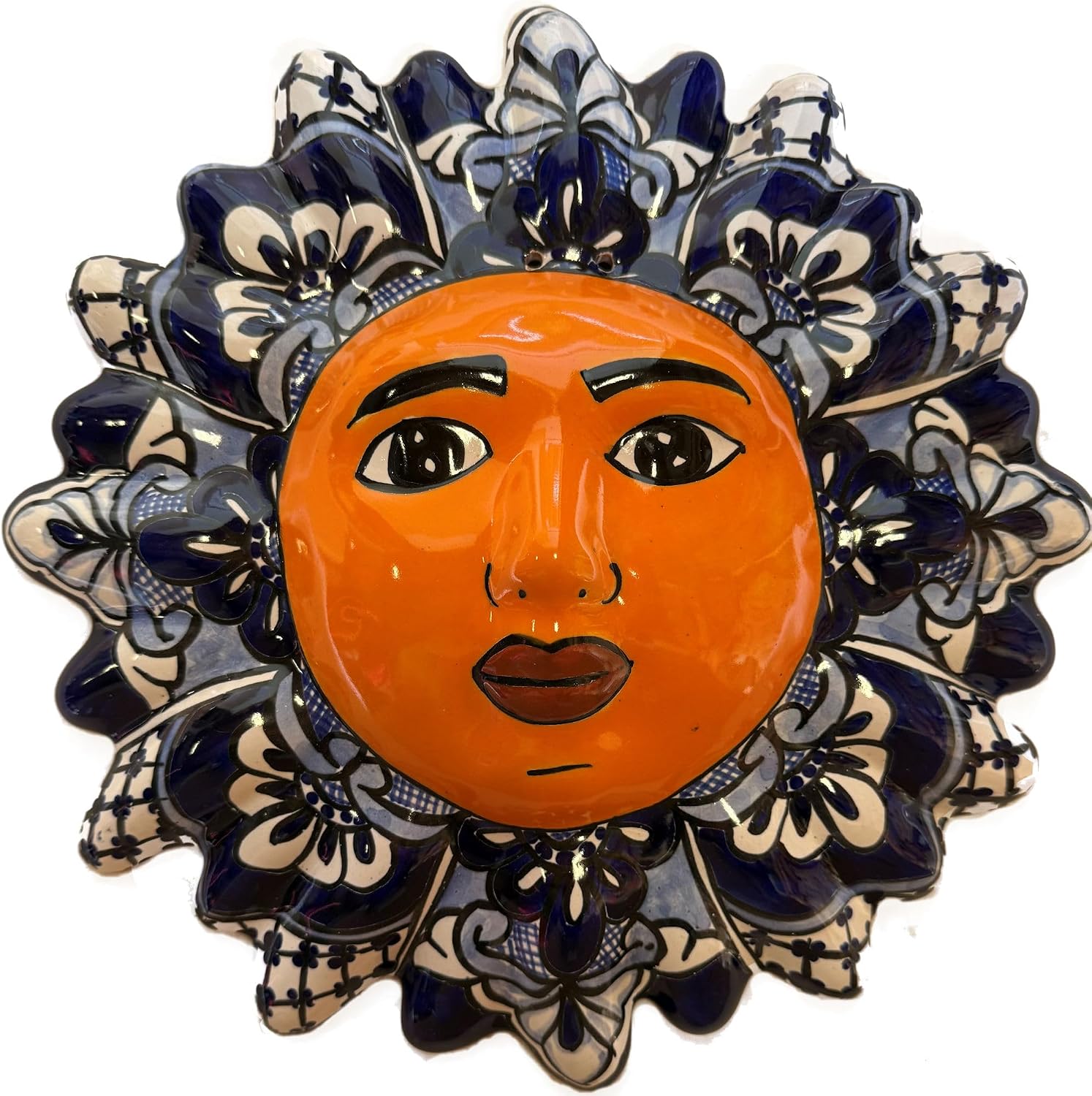 Fine Crafts Imports Blue Talavera Ceramic Sun Face