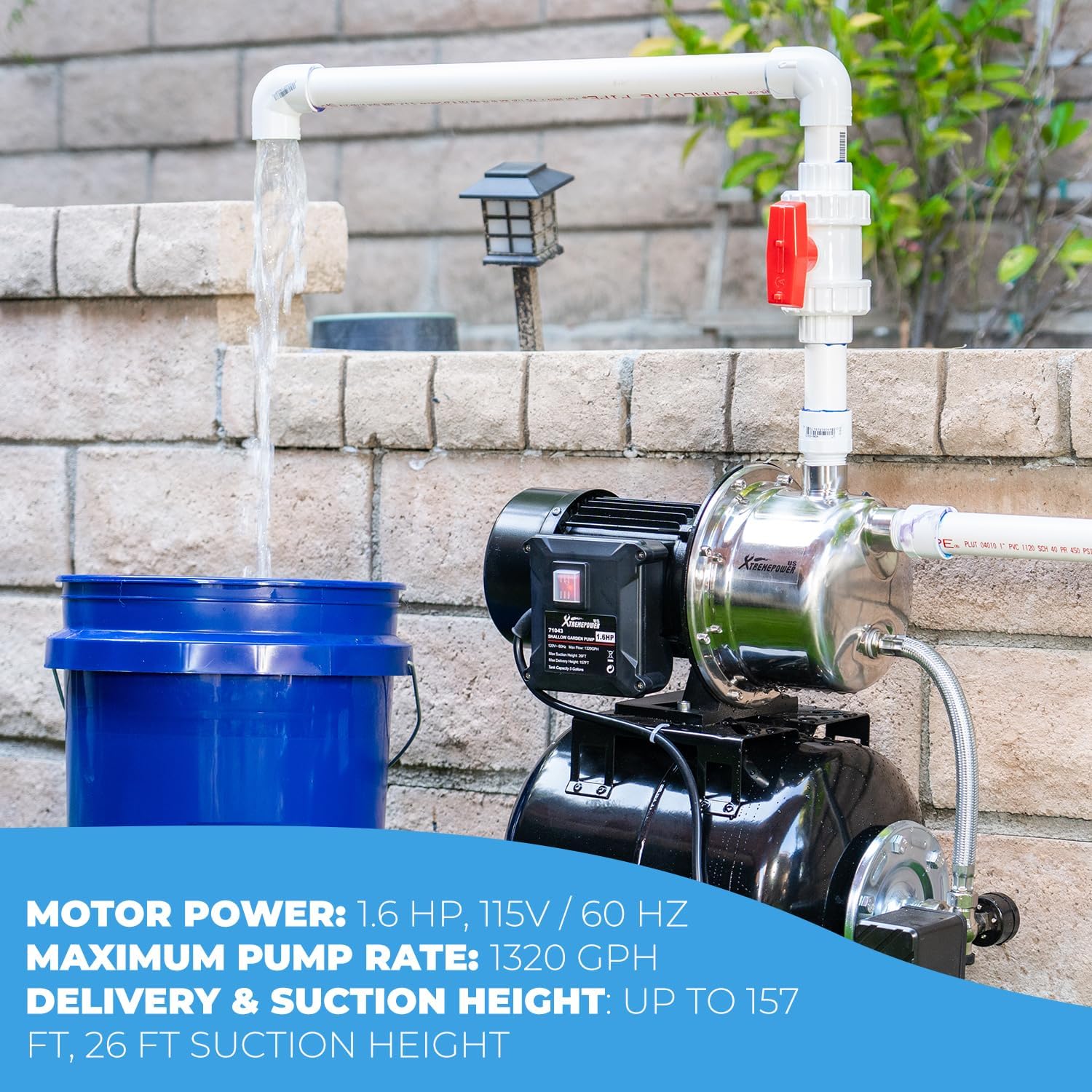 XtremepowerUS 1.6HP Water Transfer Pump w/Automatic Electronic Controller 1268GPH Shallow Well Pump Garden Booster Sprinkler Irrigation Lawn Farm