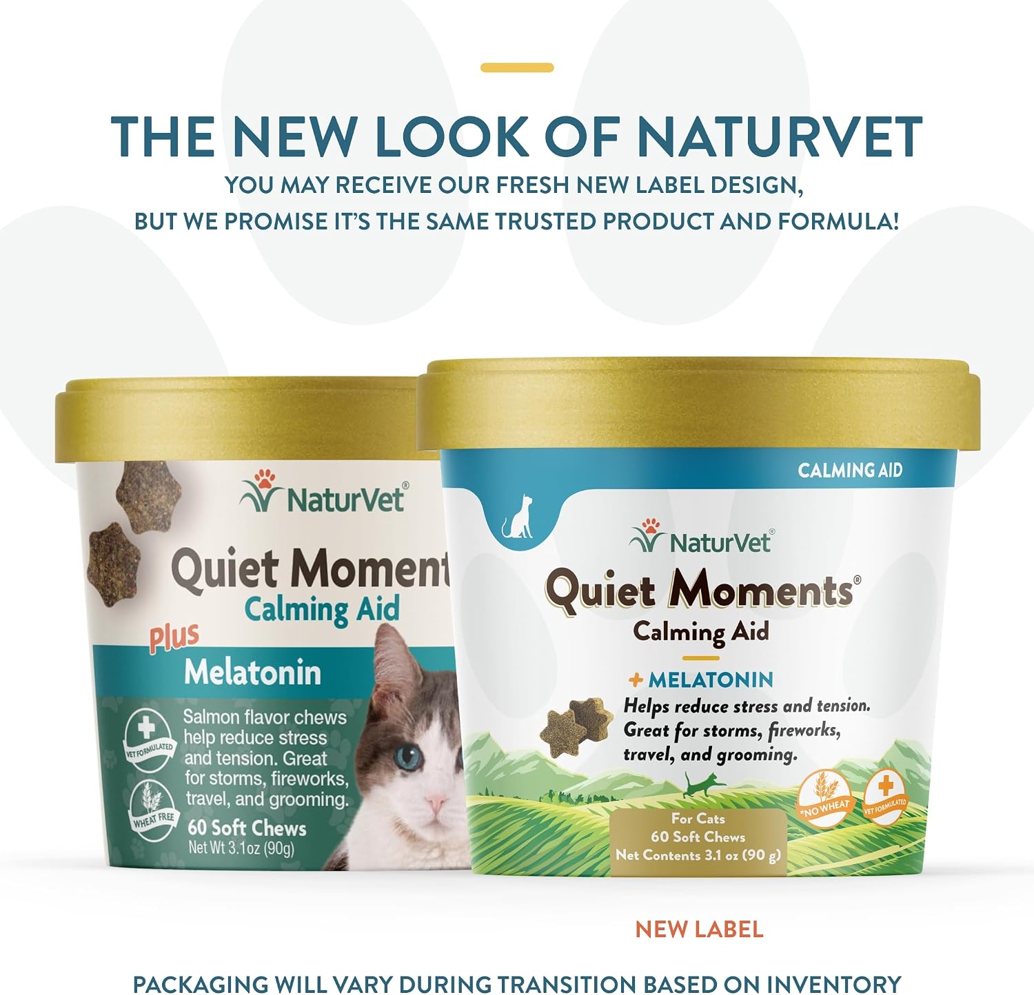 NaturVet Quiet Moments Calming Plus Melatonin Cat Supplement - 50 Count | Calming Aid for Cats - Reduce Stress, Pet Storm Anxiety, Motion Sickness - Great for Grooming, Separation and Travel