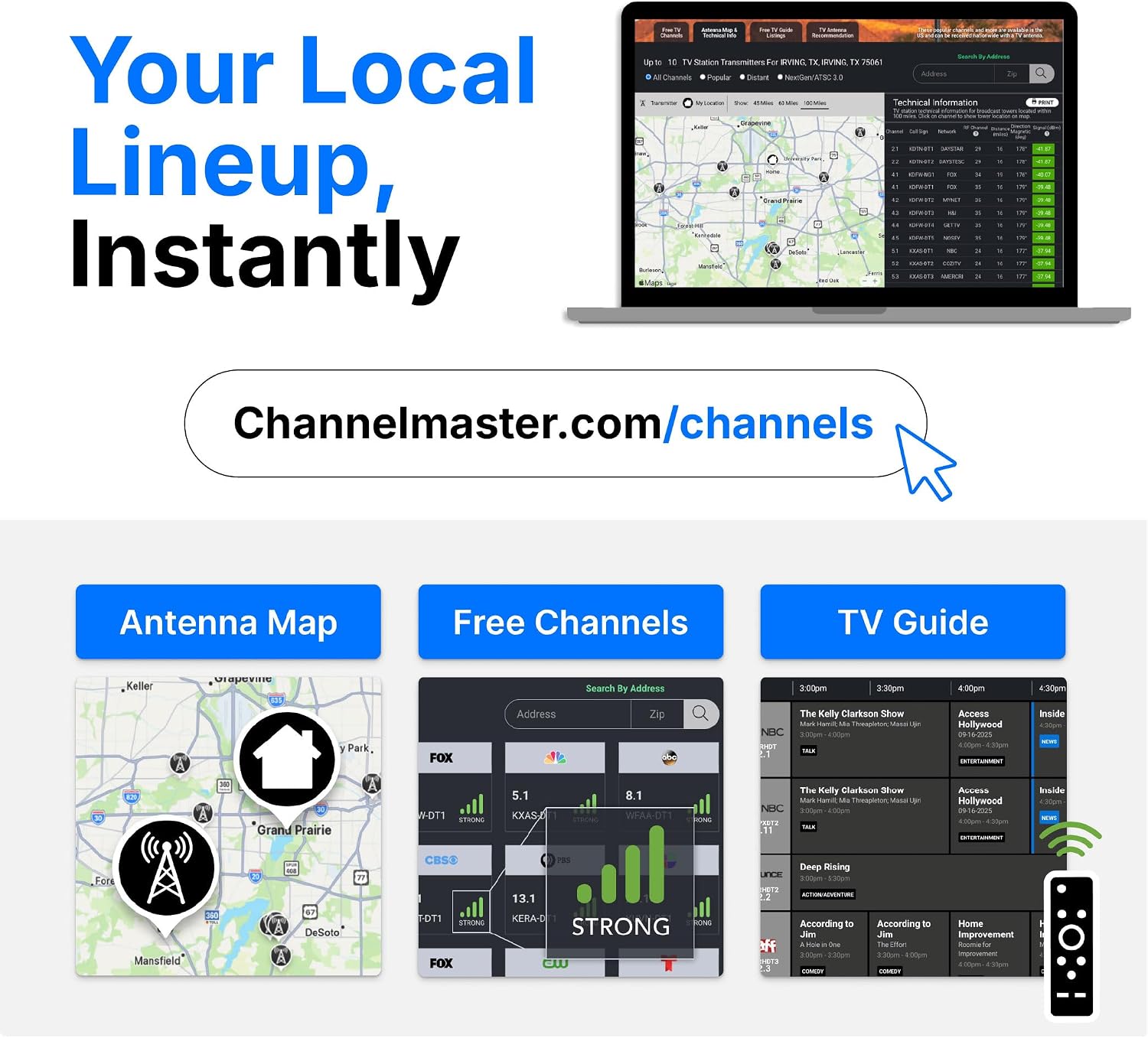 Channel Master FLATenna - Indoor Digital HDTV Antenna, 12' Coaxial Cable, Superior Reception Range & Signal Reliability, Supports 4K Smart TVs