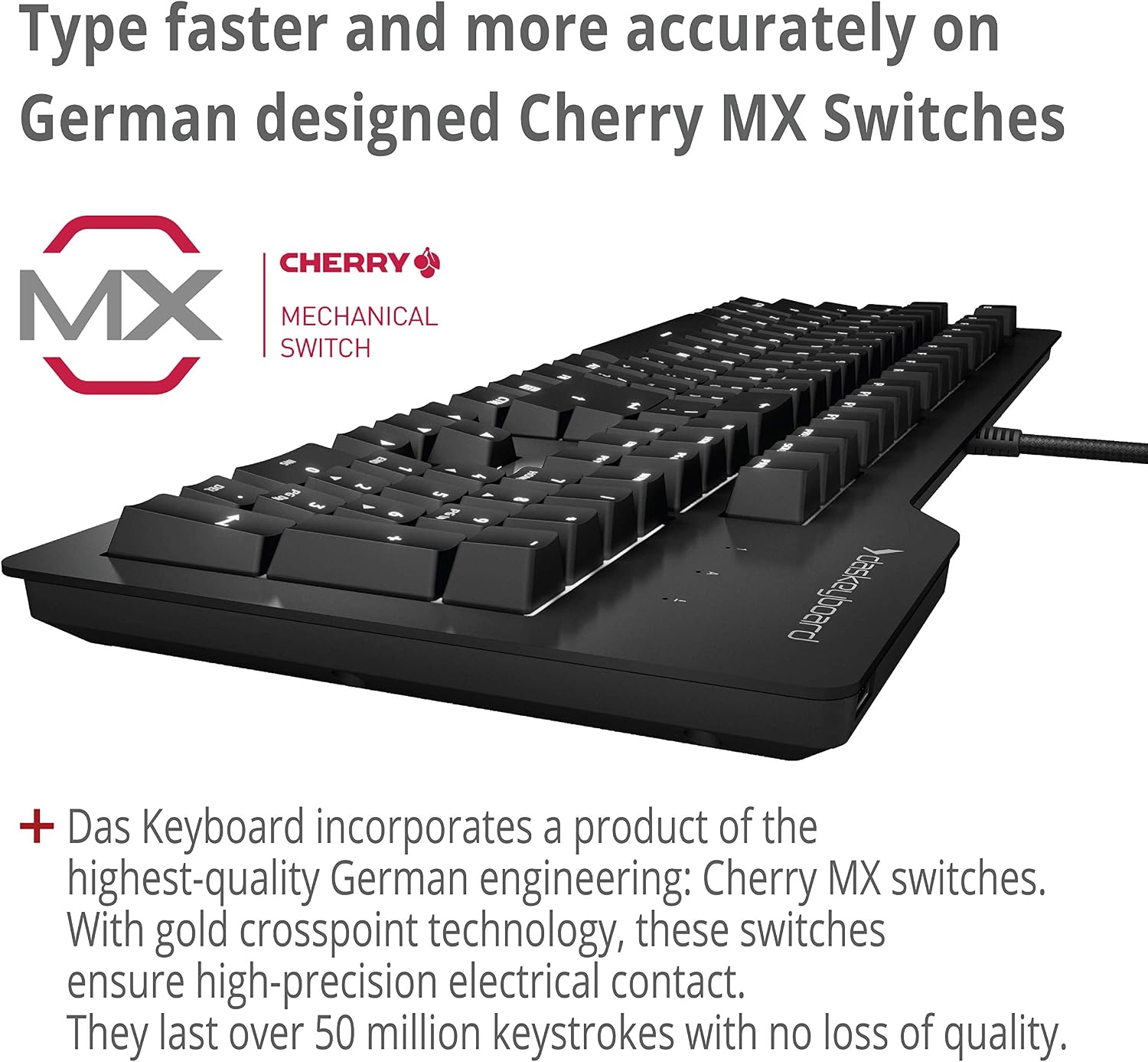 Das Keyboard 4 Professional Wired Mechanical Keyboard, Cherry MX Brown Mechanical Switches, 2-Port USB 3.0 Hub, Volume Knob, Aluminum Top (104 Keys, Black)