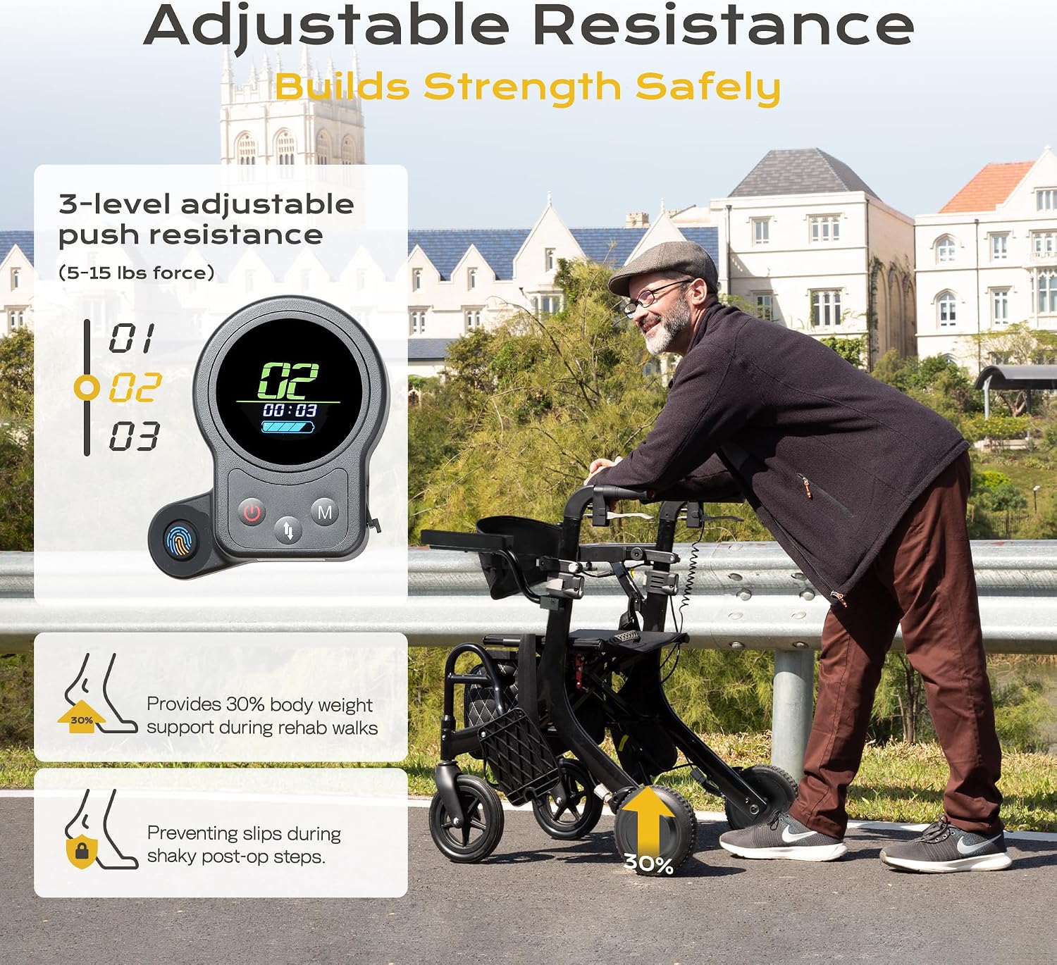 4 in 1 Rollator Walker Electric Wheelchair Combo, Electric Rollator Walker with Power Assist, Foldable Lightweight Transport Wheelchair
