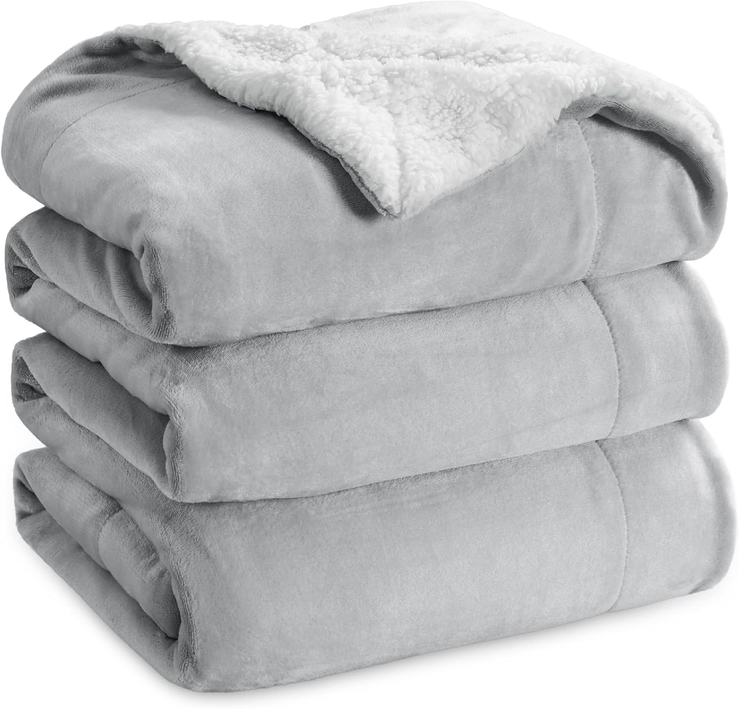 Bedsure GentleSoft Sherpa Fleece Throw Blanket for Couch, Non-Heated, Thick & Warm Cozy Blanket for Winter Fall, Soft Fuzzy Plush Throw Gifts for Women and Men, Grey, 50x60 Inches