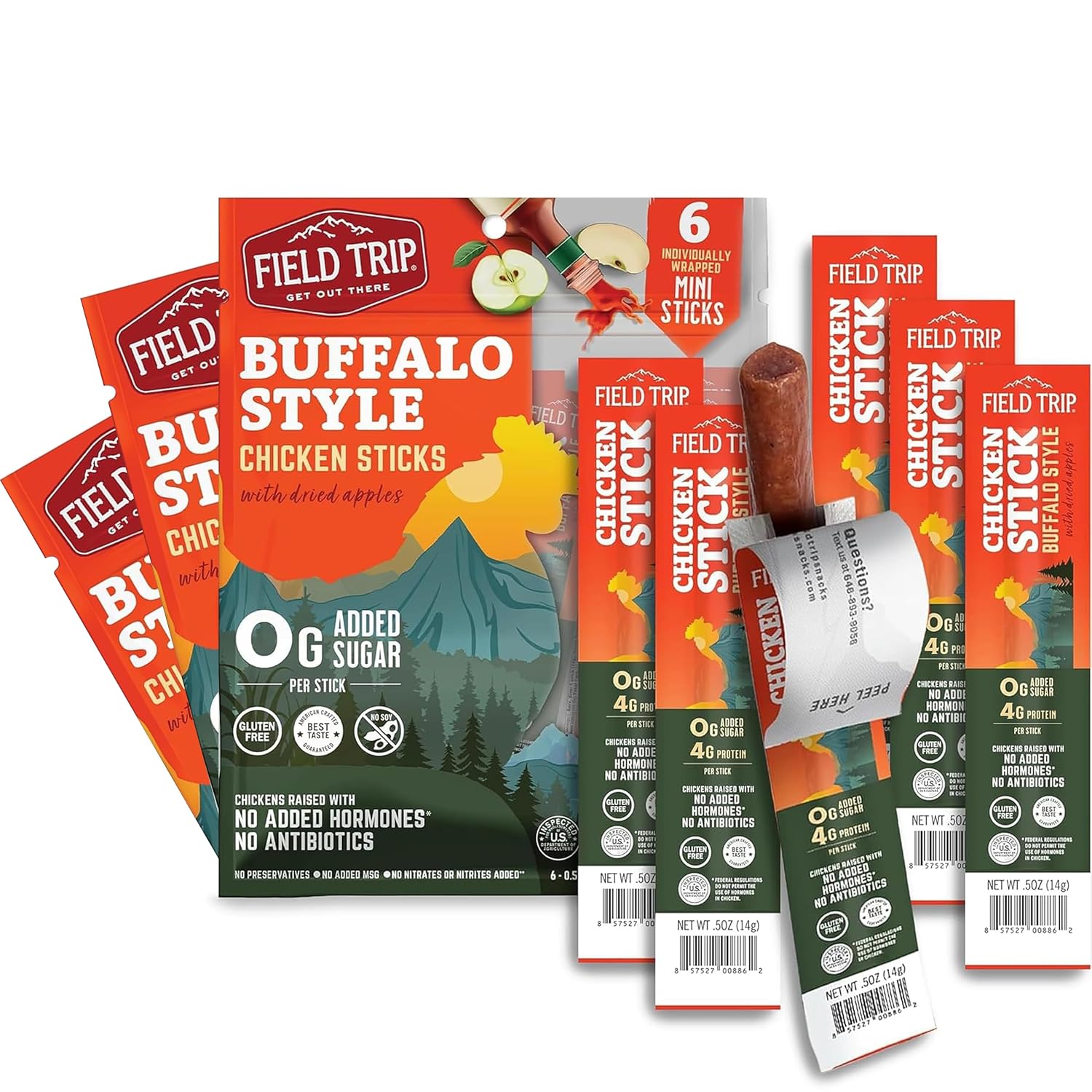 Field Trip Grass Fed Pepperoni Jerky Snack Sticks, Keto, Paleo, Gluten Free, Allergy Friendly Snack, High Protein, 50 Calorie Snack, 0.5oz, 24 Pack | Grass Fed, Keto, Paleo, Gluten Free, Allergy Friendly Snack, High Protein, 50 Calorie Snack