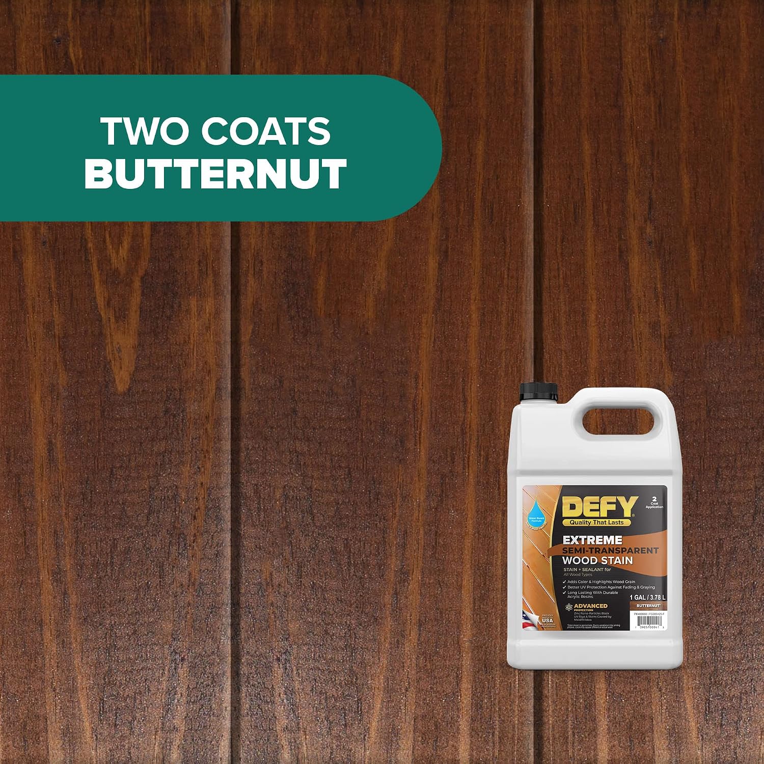 DEFY Extreme Wood Stain and Sealer in One - 1 Gallon Semi-Transparent Waterproof Coating for All Wood Types - Cedar Tone