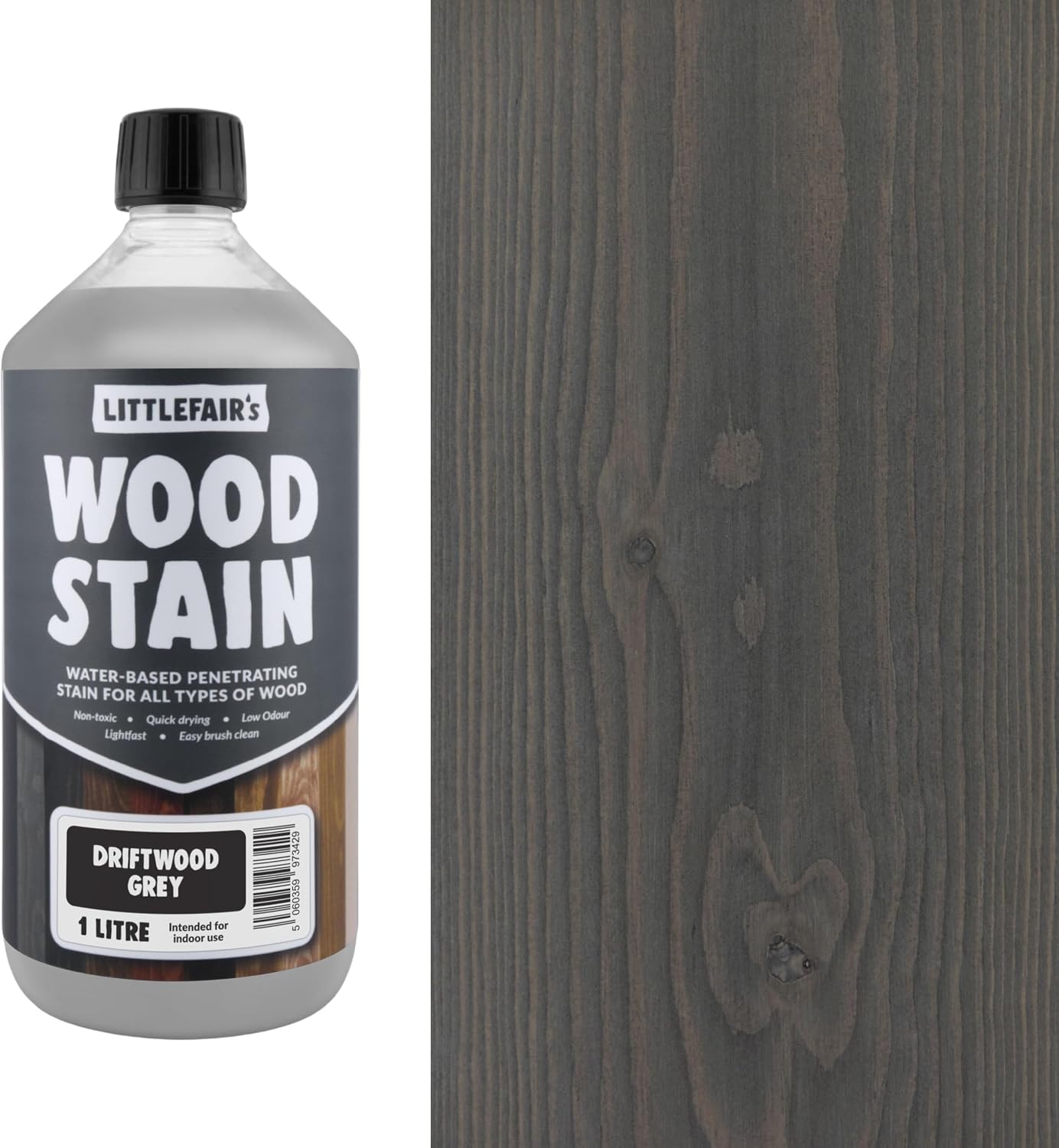Littlefair's Wood Stain Water Based - 8.5oz/250ml - Indoor Furniture Stain Light & Dark Finishes - Special Non Toxic & Eco Friendly Formula - Wood Stain for Crafts - Color: Antique Stripped Pine