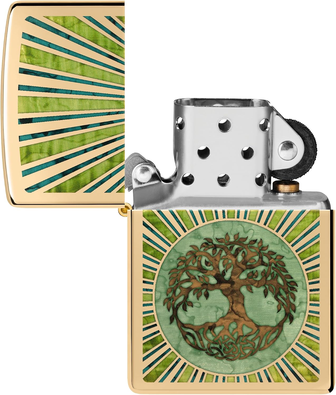 Zippo Tree of Life Pocket Lighter - Refillable Flip-Top Windproof Lighters - Spiritual and Symbolic Design Pocket Lighters - Luxury Metal Lighter Made in USA