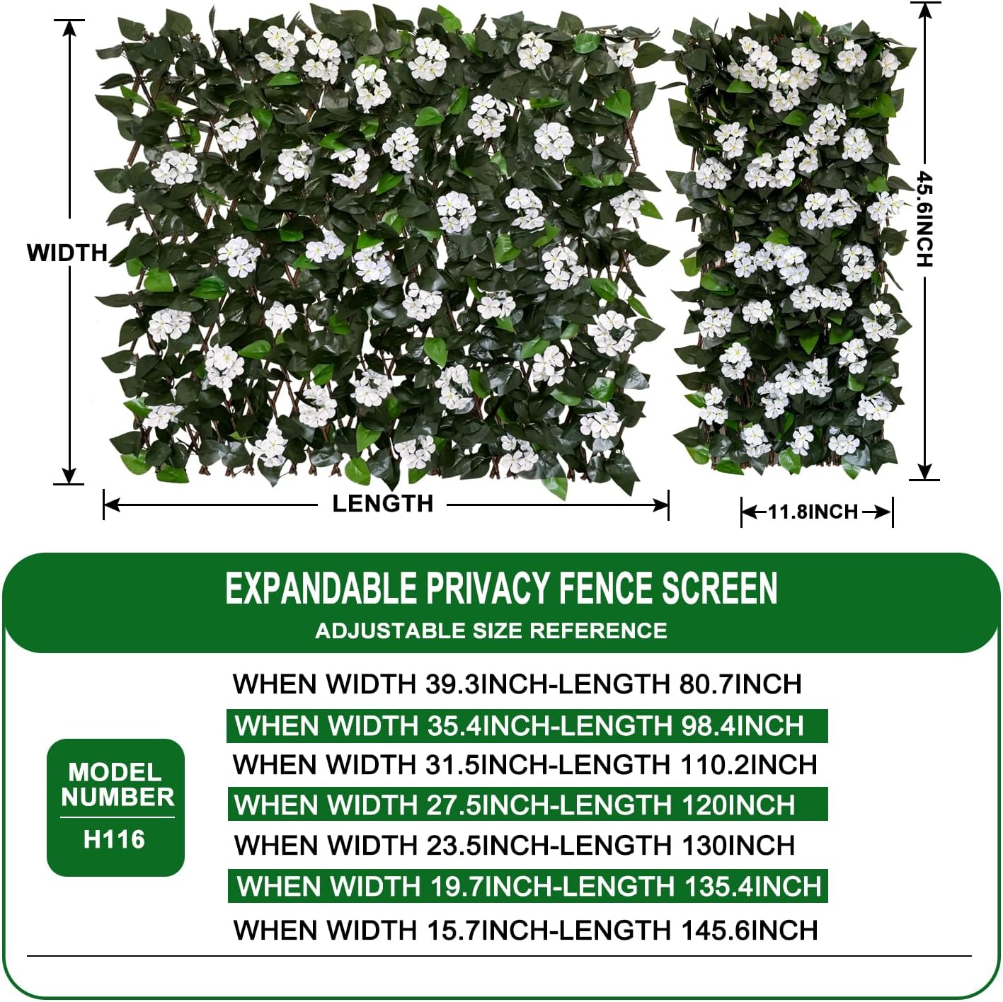 Expandable Fence Privacy Screen for Balcony Patio Outdoor,Decorative Faux Ivy Fencing Panel,Artificial Hedges (Single Sided Leaves)……