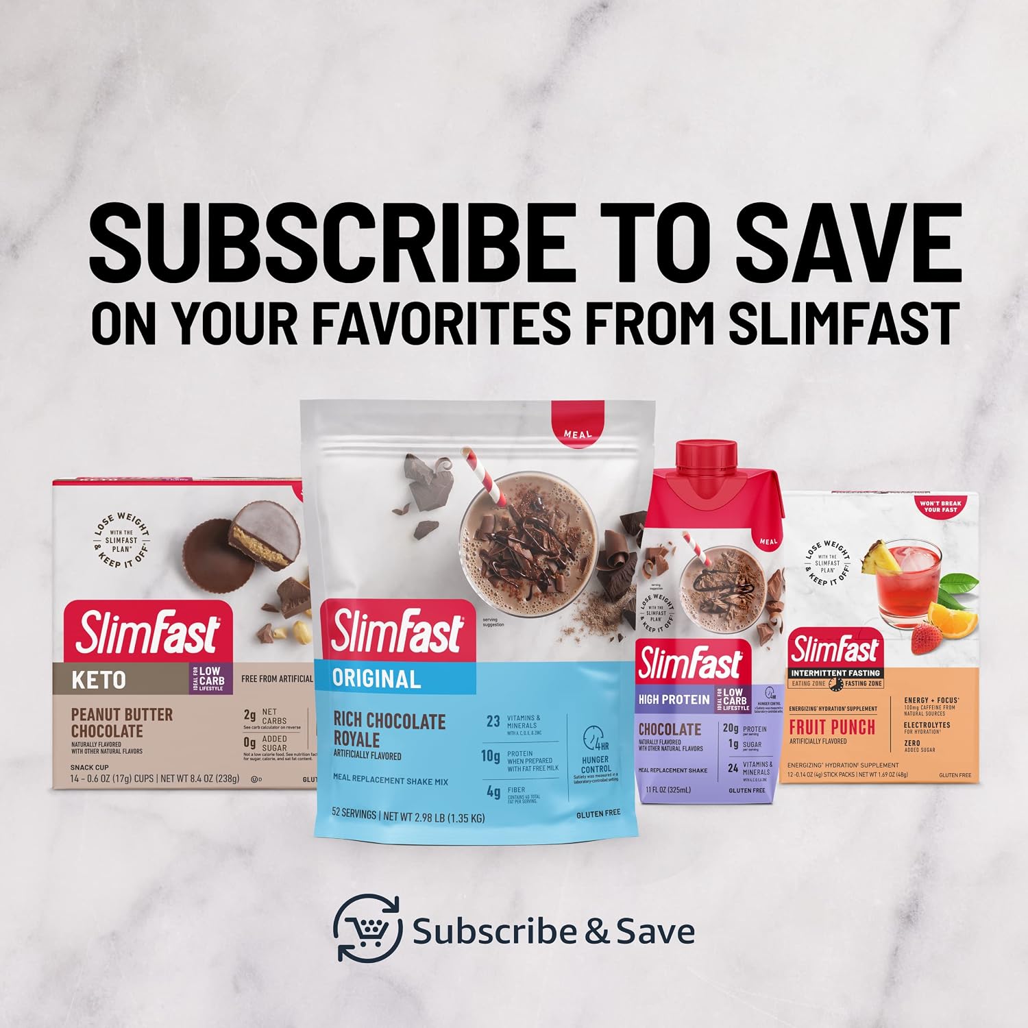 SlimFast Meal Replacement Powder, Original Rich Chocolate Royale, Weight Loss Shake Mix, 10g of Protein, 52 Servings (Packaging May Vary)