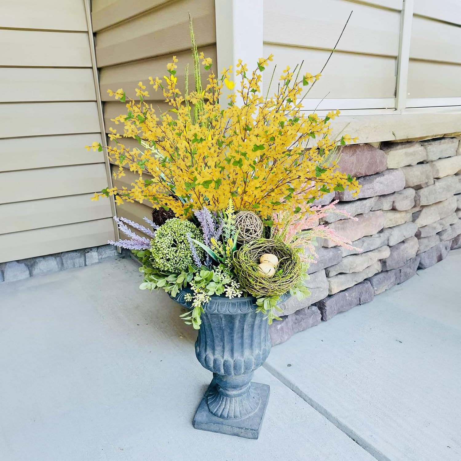 6Pcs Yellow Artificial Flowers 25.5in Long Stem Forsythia Branches