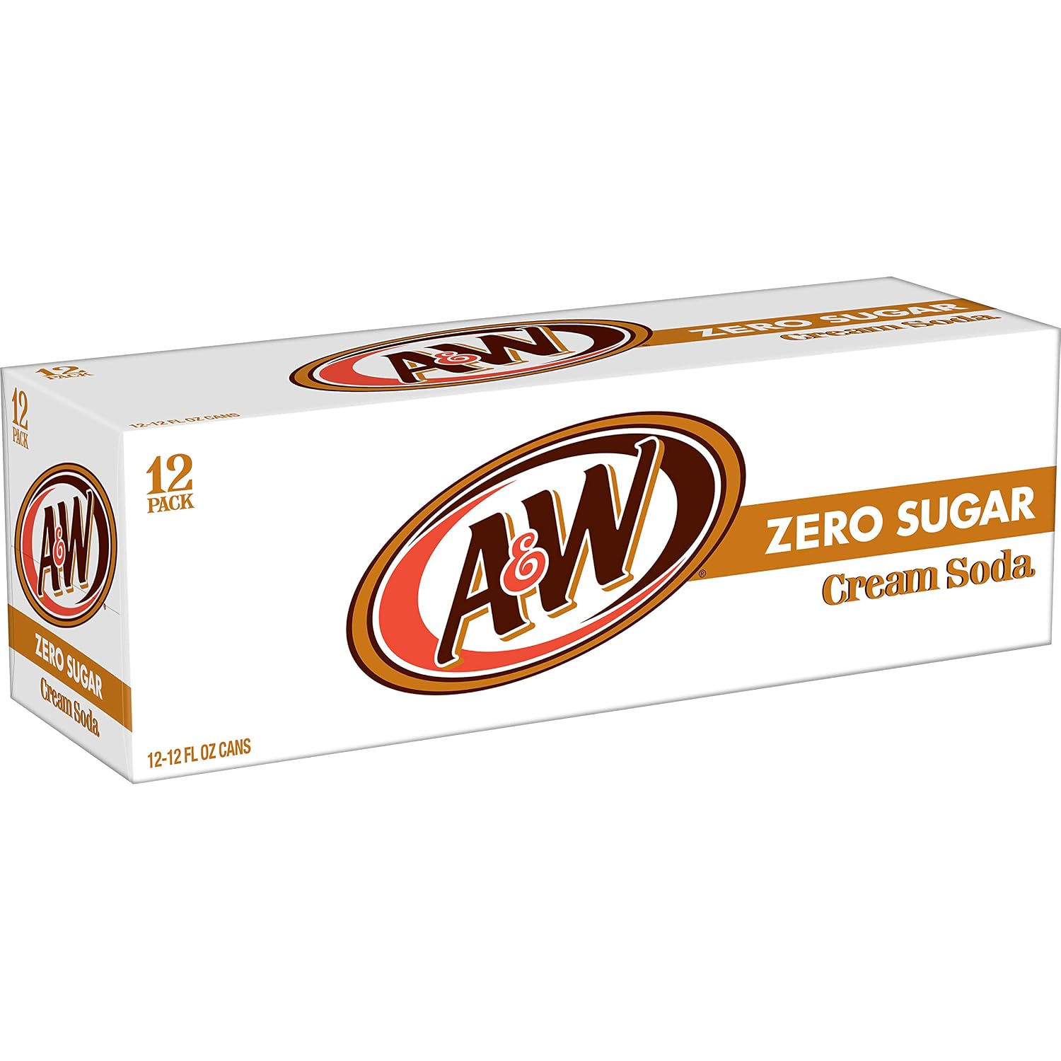 A&W Zero Sugar Root Beer Soda, 12 fl oz cans, 12 count