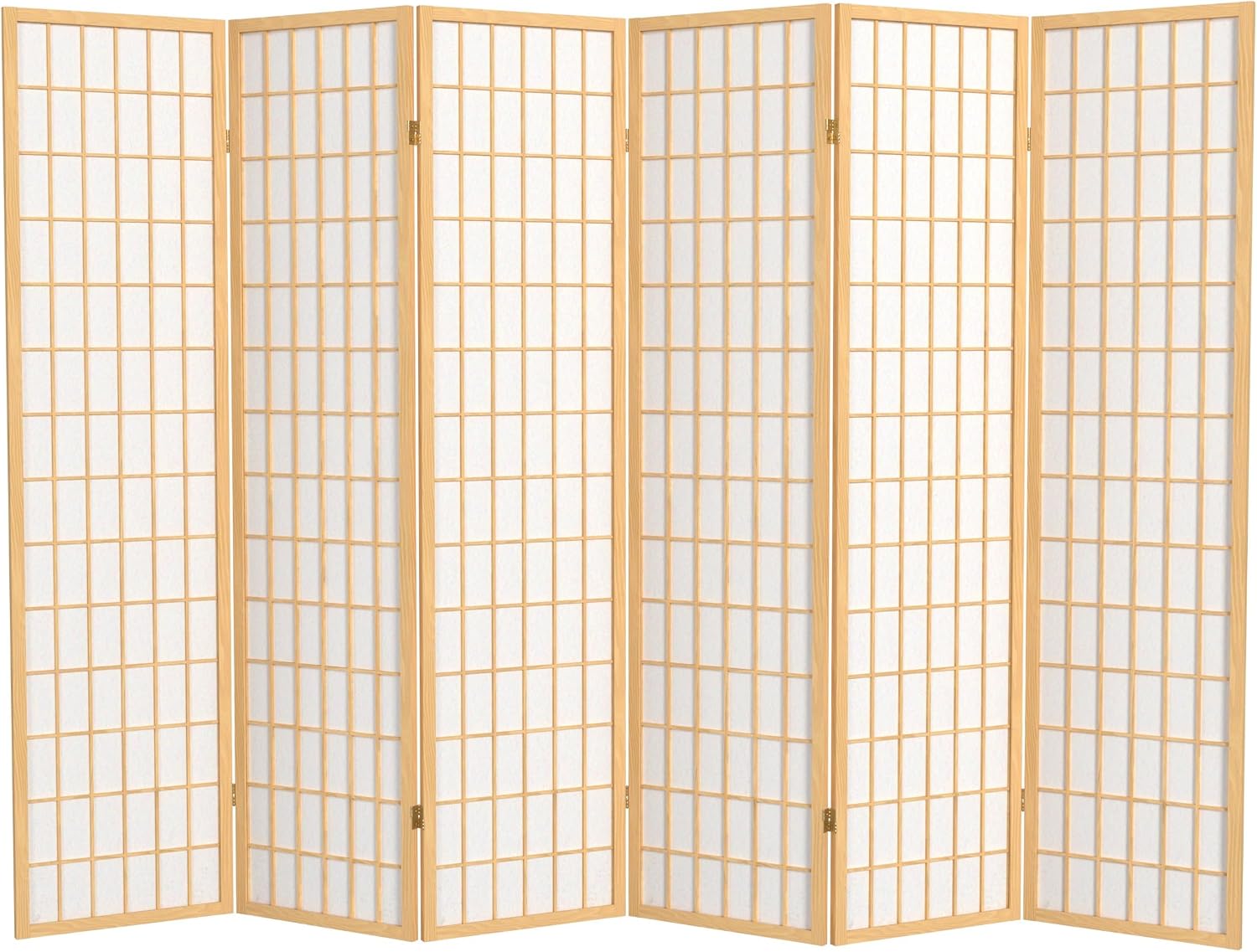 Red Lantern 6 ft. Tall Window Pane Shoji Screen - Walnut - 5 Panels
