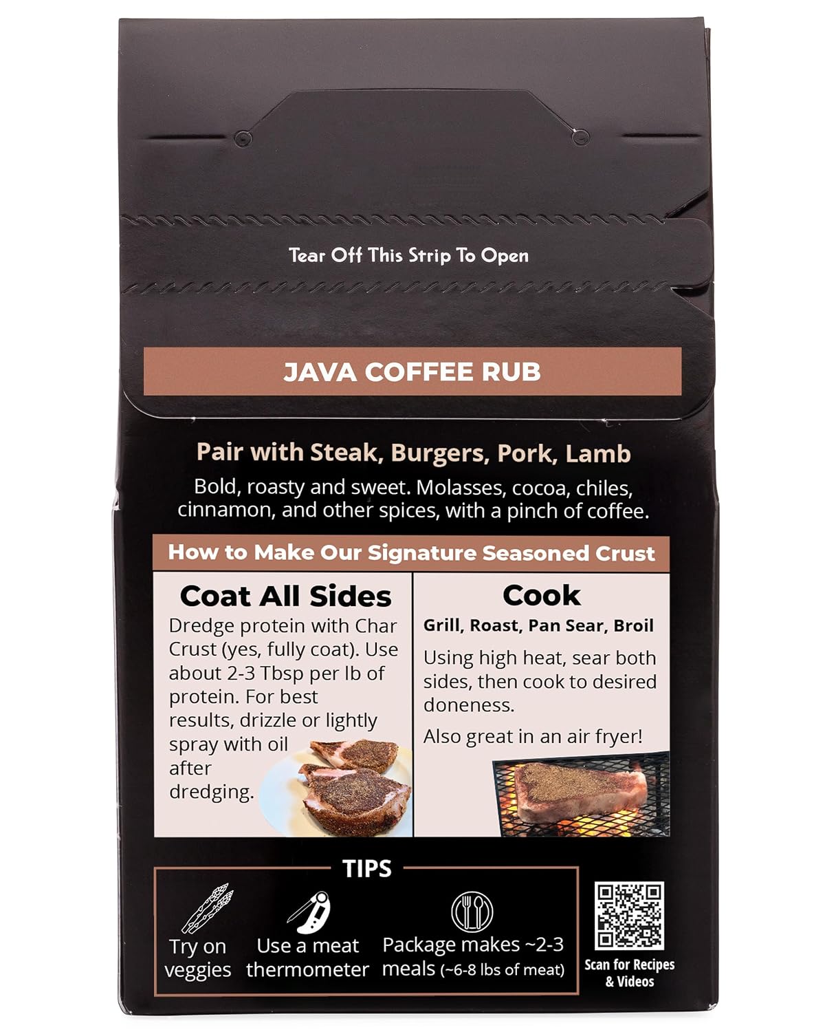 Char Crust Dry-Rub Seasonings Original Hickory Grilled | All-in-one seasonings | Perfect for Steaks, Burgers, Ribs, Tuna | Signature Crust that Seals in the Juices, 4 Ounce (Pack of 6)
