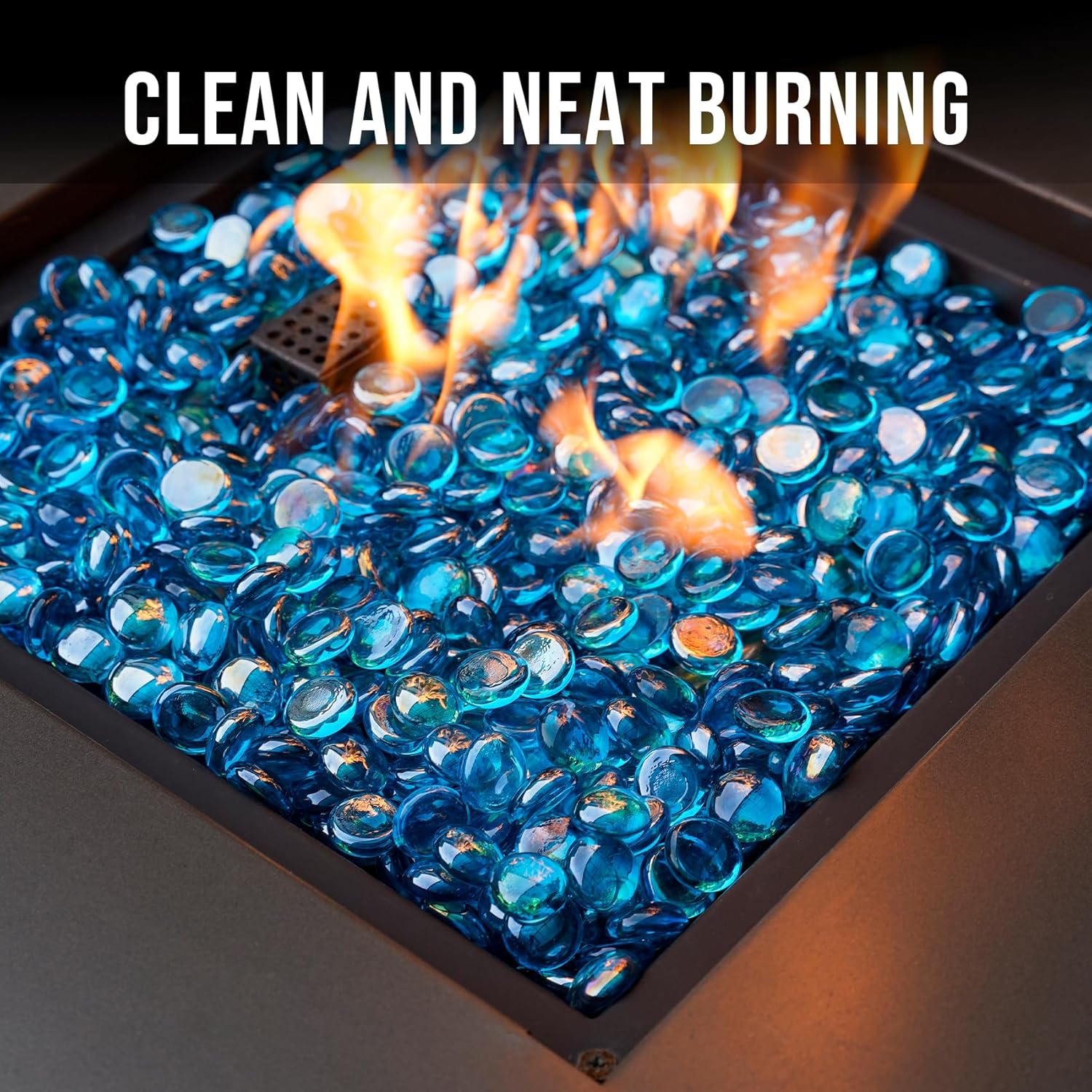 Skyflame 10-Pound Fire Glass Beads for Fire Pit Fireplace, Onyx Black