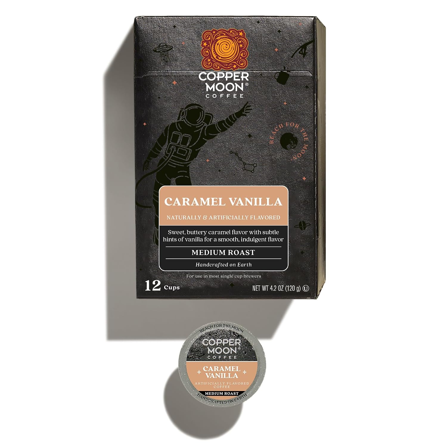 Copper Moon K-Cup Coffee Pods, Medium Roast, Hawaiian Hazelnut, 12 Count | 12 Count, Flavored Coffee, Vegan, Allergen Free, Non-GMO, Kosher, Small Batch Roasted, Compatible with Keurig K Cup Brewers