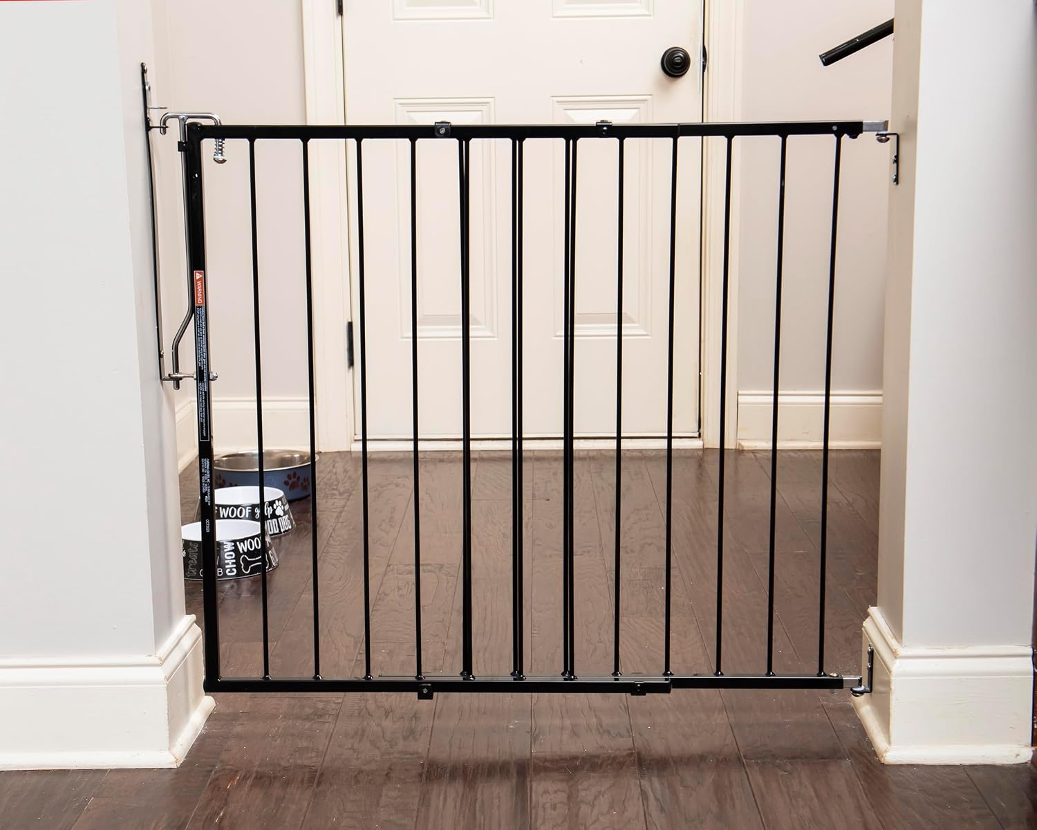 Cardinal Gates MG25 Duragate Baby and Pet Gate, 26.5-41.5 in, Black | Steel hardware-mounted gate for children and pets. One-hand latch, two-way swing, and angle-capable installation.