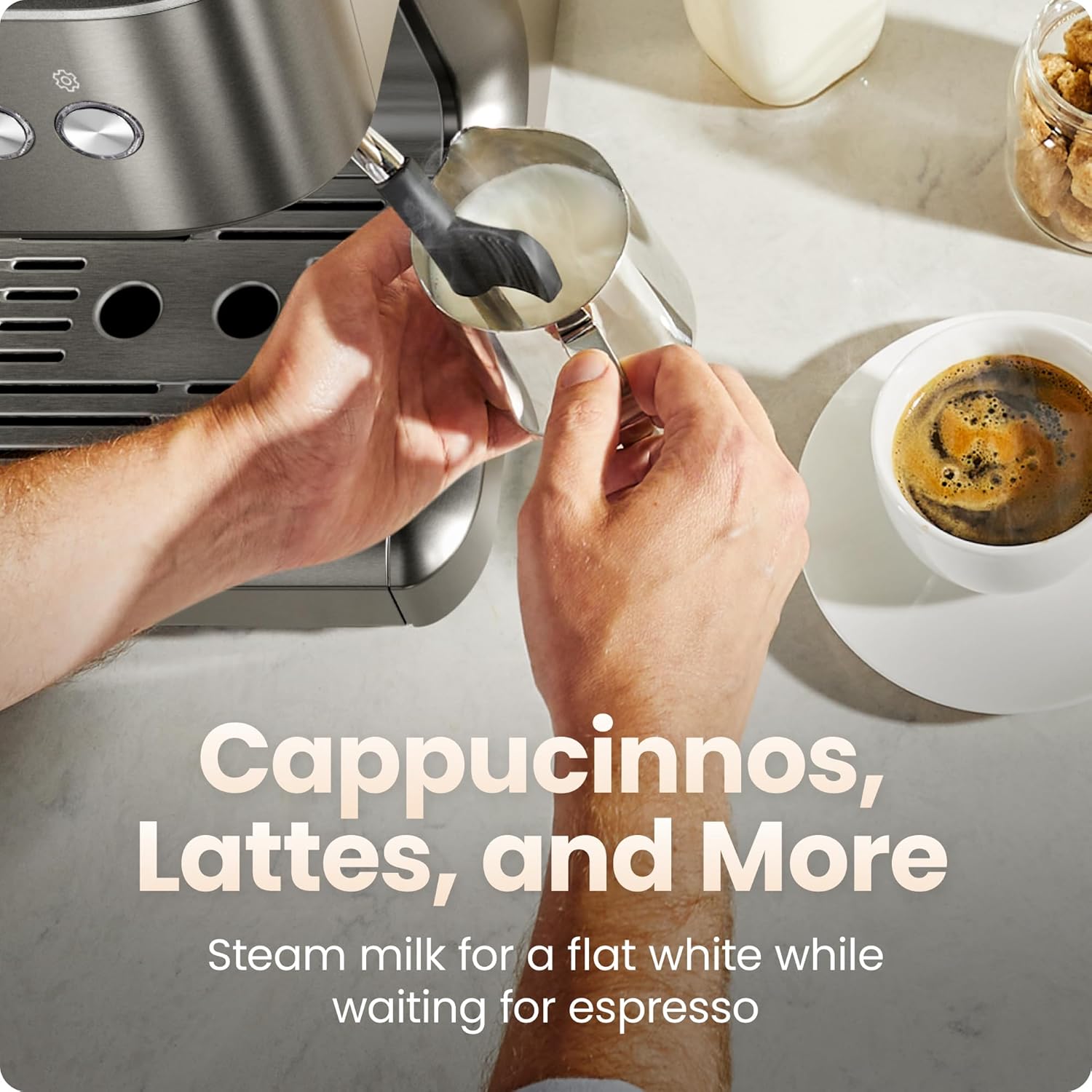 Chefman 6-in-1 Espresso Machine with Built-In Milk Frother, 15-BAR Pump, Digital Display, One-Touch Single or Double Shot for Cappuccinos and Lattes