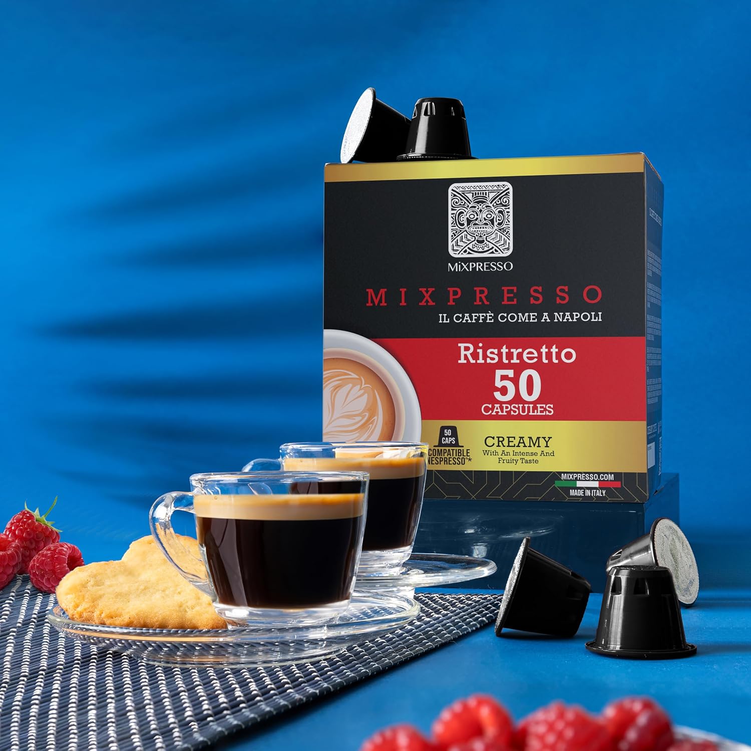 Mixpresso Classe Coffee Espresso Capsules Compatible With Nespresso Original Brewers, Single Cup Coffee Pods 100% from Italy, Medium Roast 80% Arabica Espresso, 50 Count Coffee Capsule Intensity 8/12 | 50 Count Single Cup Coffee Pods Compatible With Nesp…