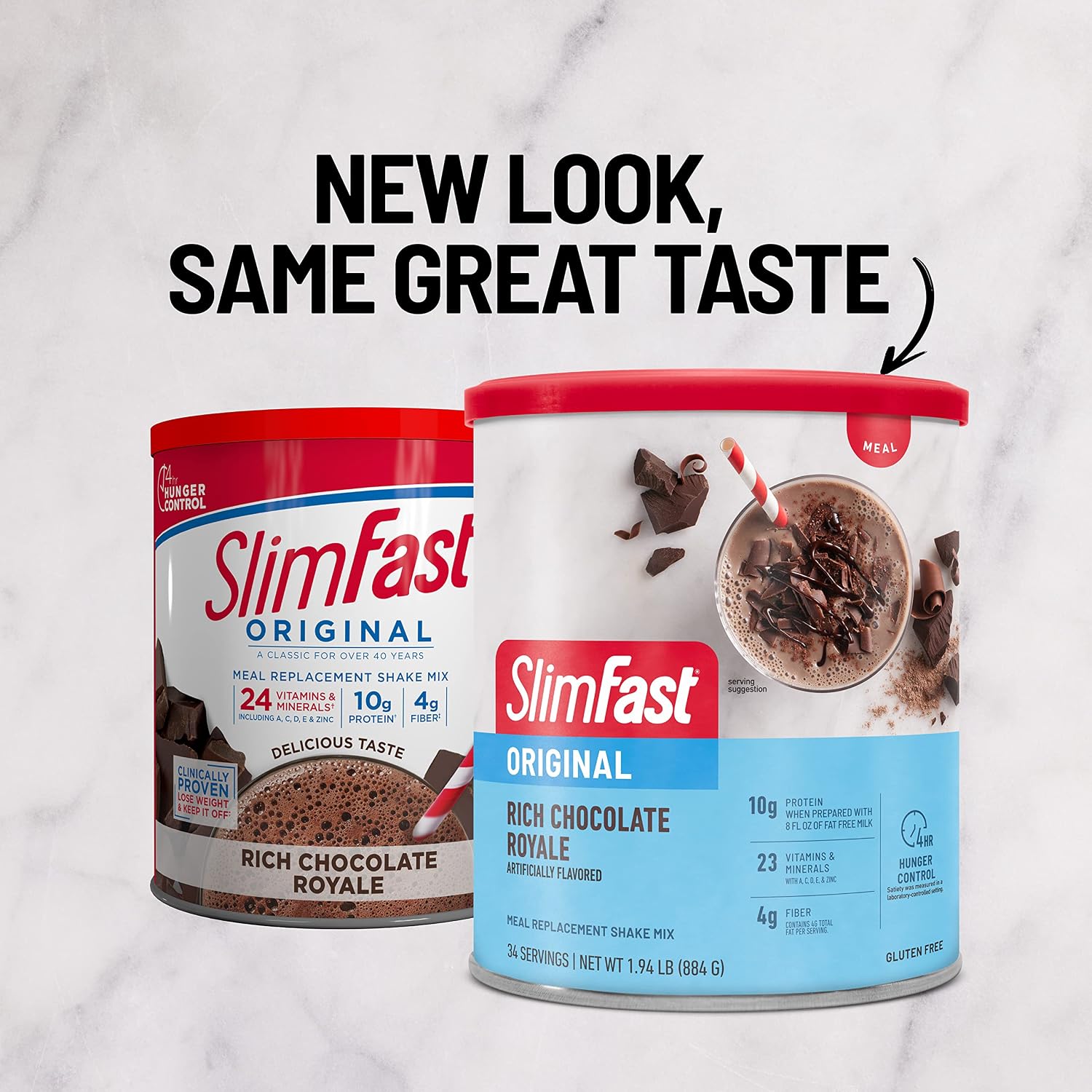 SlimFast Meal Replacement Powder, Original Rich Chocolate Royale, Weight Loss Shake Mix, 10g of Protein, 52 Servings (Packaging May Vary)