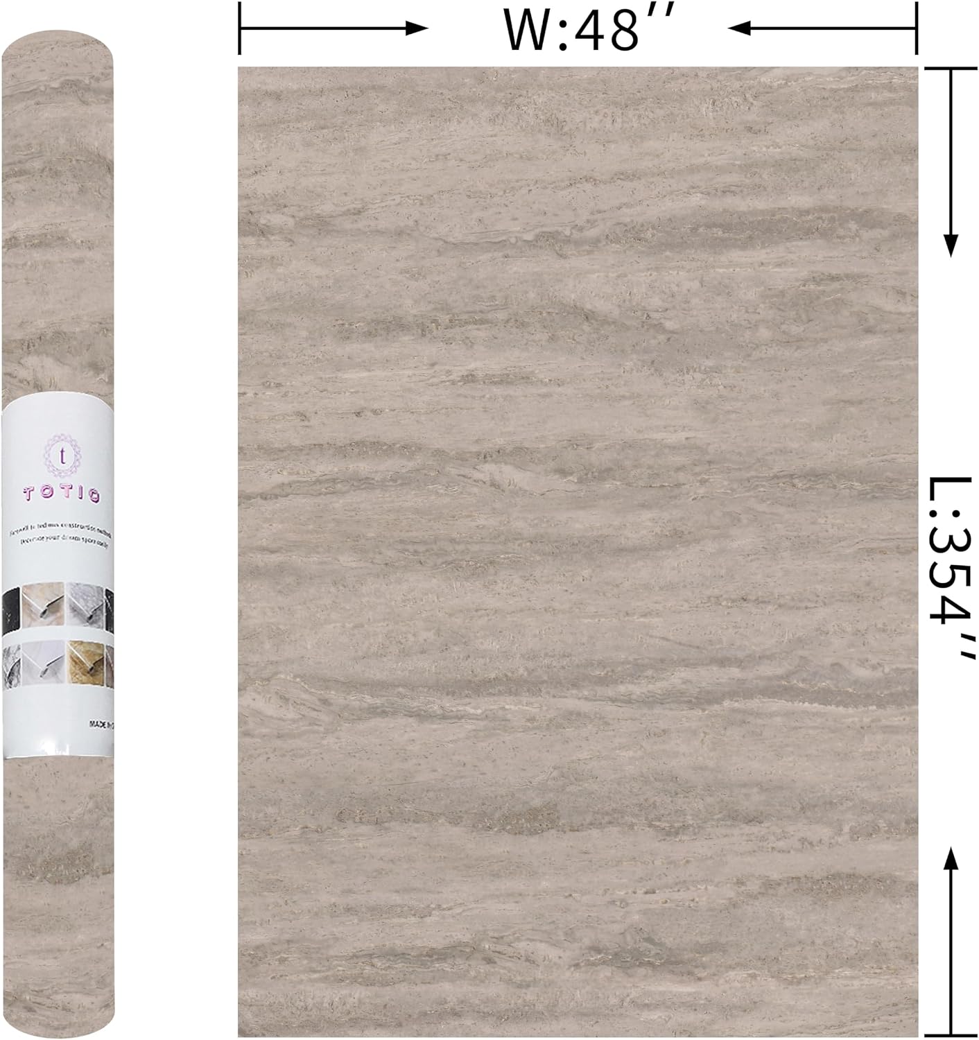 48x197inch Extra Wide Grey Marble Wallpaper Peel Stick Matte Thick Waterproof Adhesive Furniture Sticker Dark Gray Granite Textured Countertop Contact Paper Vinyl Wall Sticker for Bedroom Living Room