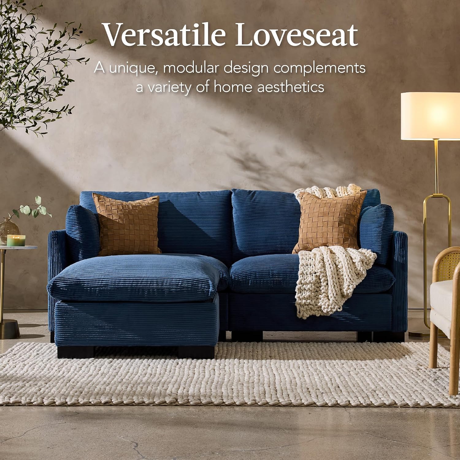 Best Choice Products Upholstered Sectional Sofa for Home, Apartment, Dorm, Bonus Room, Compact Spaces w/Chaise Lounge, 3-Seat, L-Shape Design