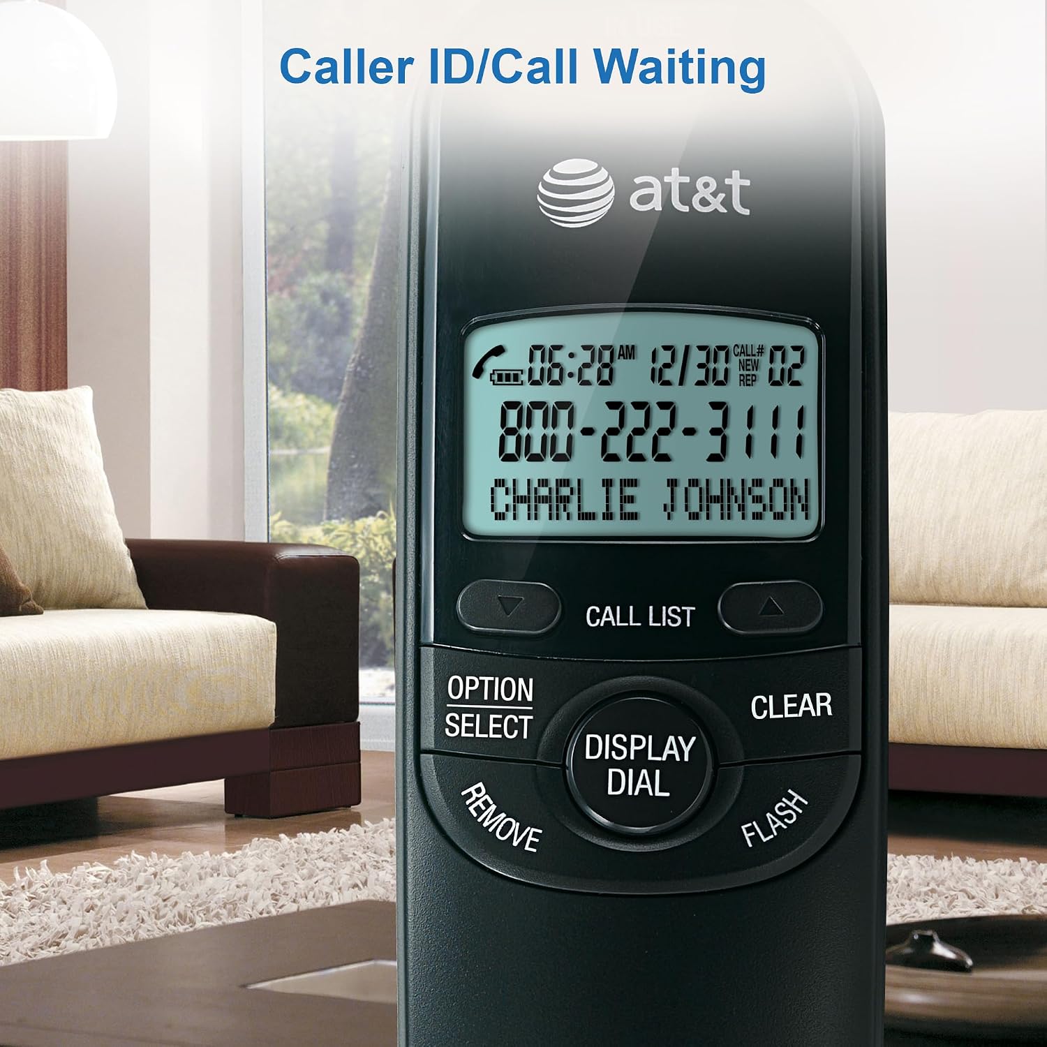 AT&T TR1909 Trimline Corded Phone with Caller ID, White
