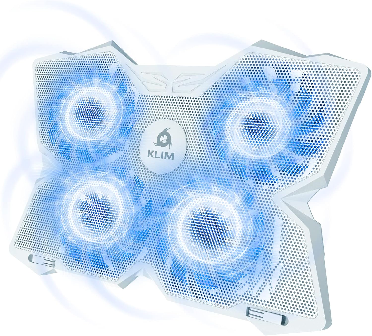 KLIM Wind Laptop Cooling Pad - More Than 500 000 Units Sold - New Version - The Most Powerful Rapid Action Cooling Fan - Laptop Stand with 4 Cooling Fans at 1200 RPM - USB Fan - PS5 PS4 - Blue
