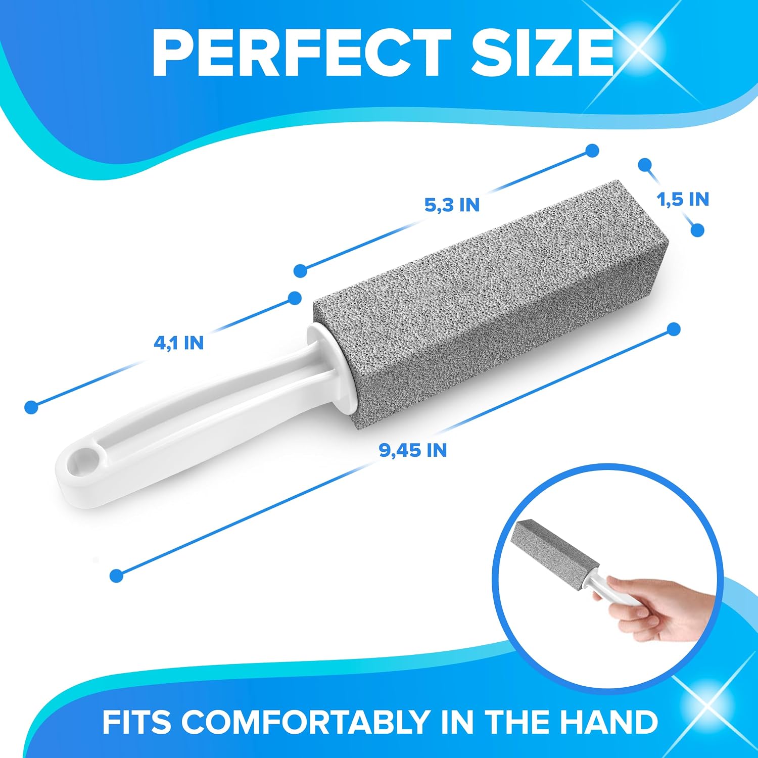 DISIWENE Pumice Cleaning Stone with Handle Toilet Bowl Cleaner Hard Water Ring Remover for Bath/Pool/Kitchen/Household Cleaning (4, 4 Pack with Handle)