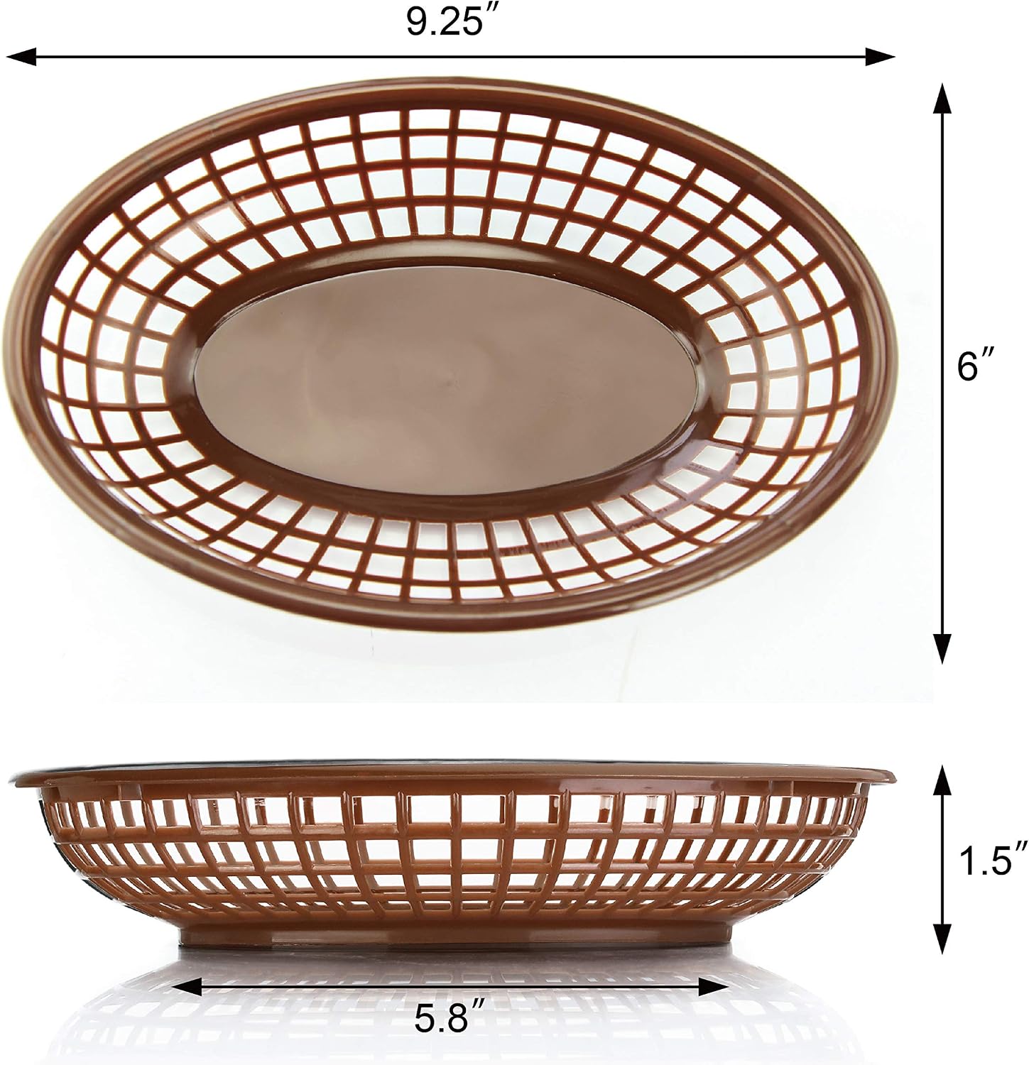 New Star Foodservice Fast Food Baskets, 9 1/4 x 6 Inch Oval, Set of 36, Brown