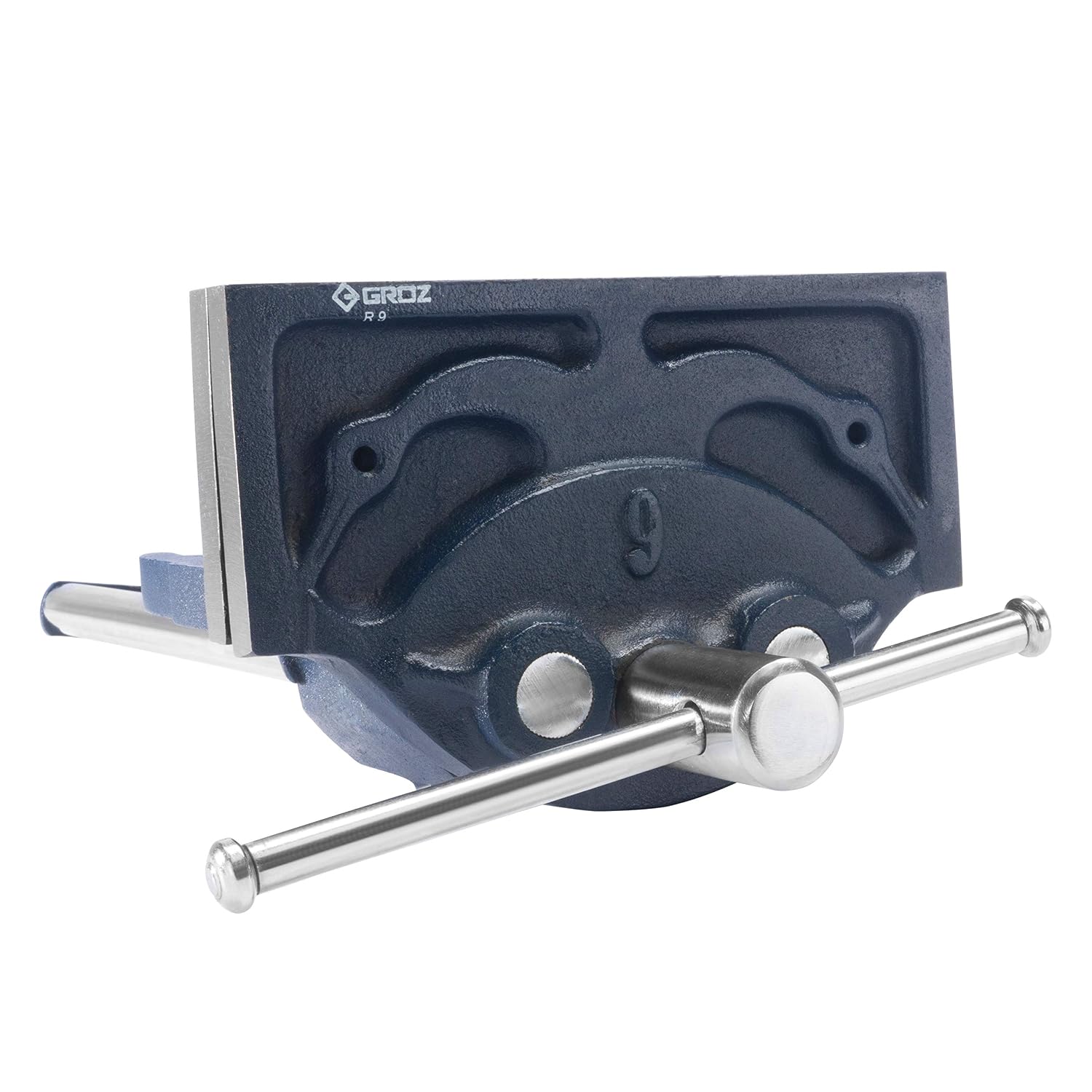 Groz 6-Inch Portable Woodworking Vise, Dual Mount Bench Clamp or Bolt-Down, Cast Iron with Toe-In Jaws and Chrome-Plated Screw, for Woodworkers and DIY (39006)