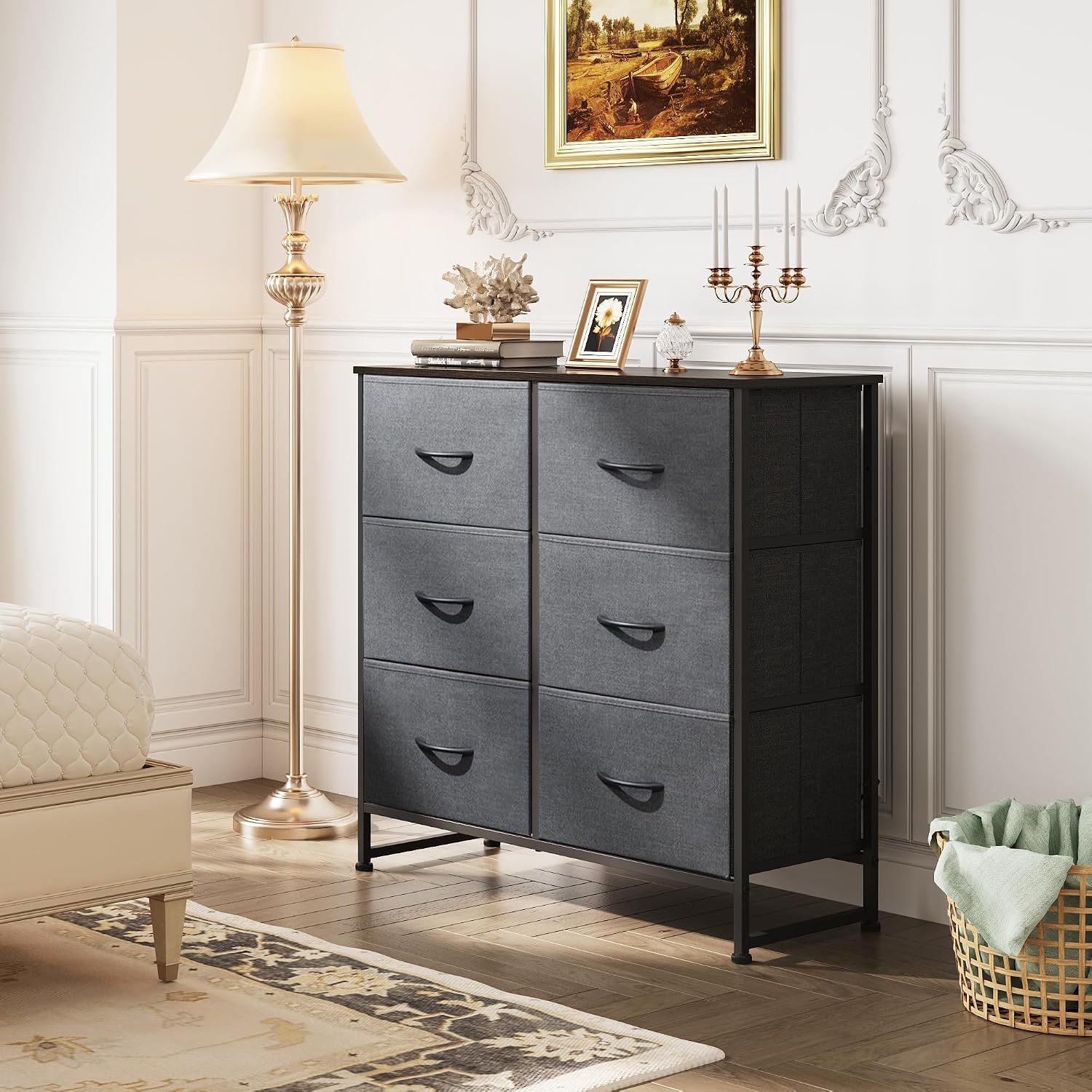 WLIVE Dresser for Bedroom with 6 Drawers, Light Grey