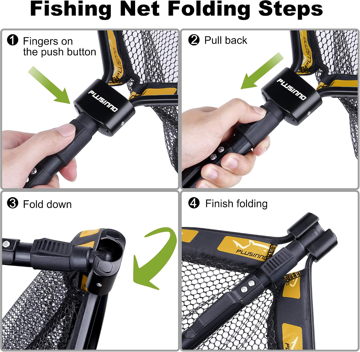 PLUSINNO Floating Fishing Net for Steelhead, Salmon, Fly, Kayak, Catfish, Bass, Trout Fishing