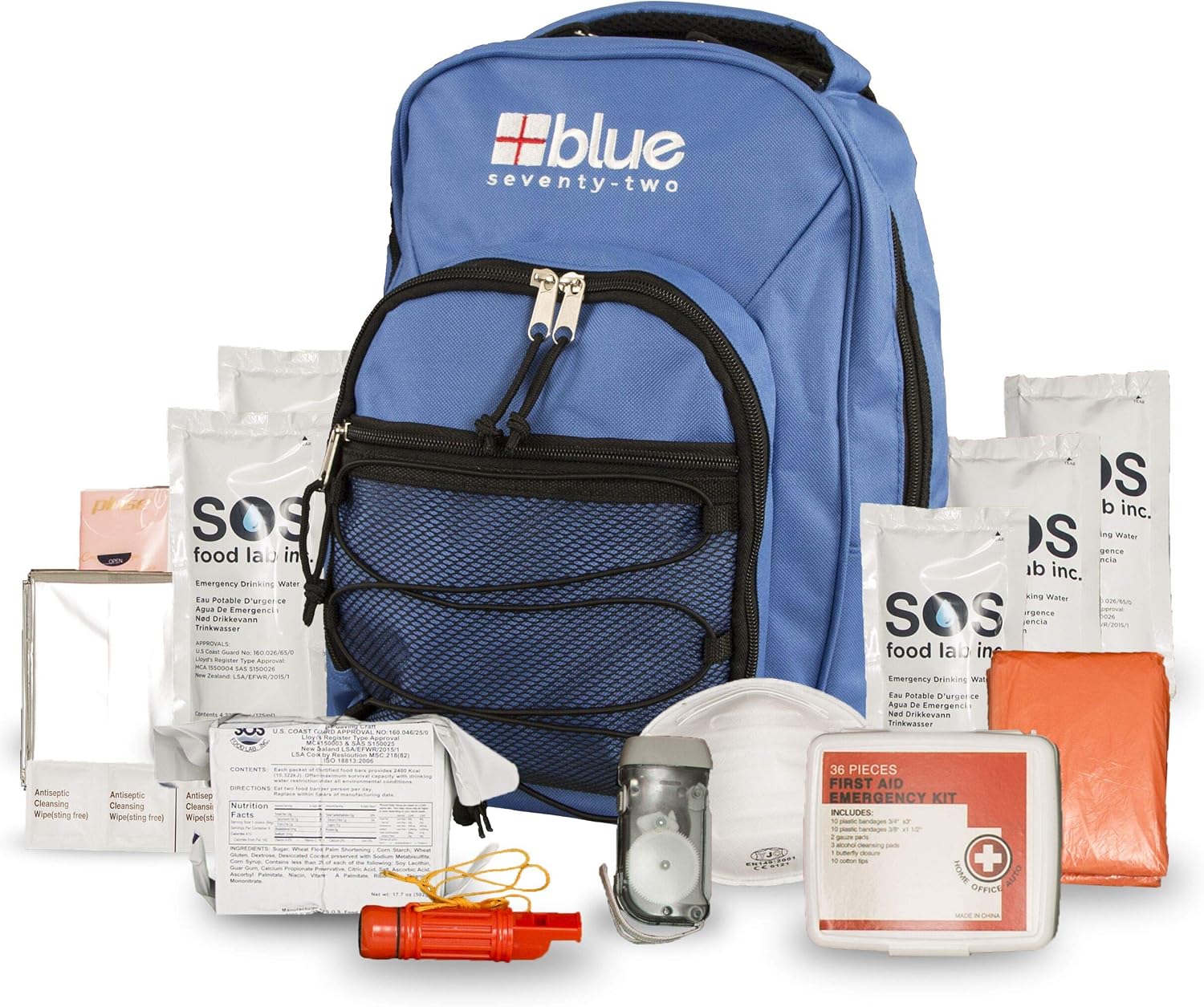 Blue Seventy-Two | 72 Hour Emergency Backpack Survival Kits for 1 Person | Survival Kit for Wildfires, Earthquakes, Tornado, Hurricane