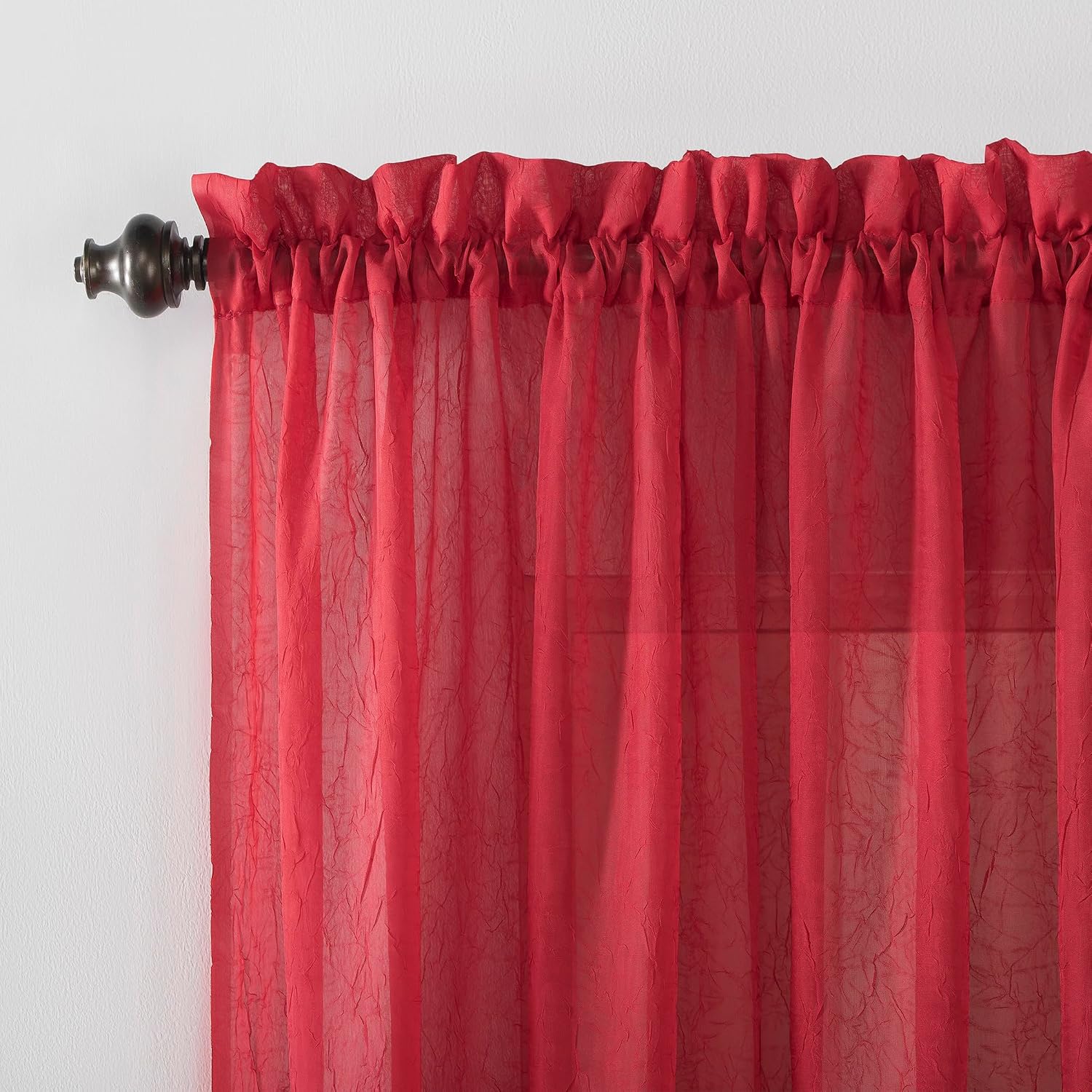 No. 918 Erica Crushed Sheer Voile Rod Pocket Curtain Panel, 51" x 108", Eggshell Off-White