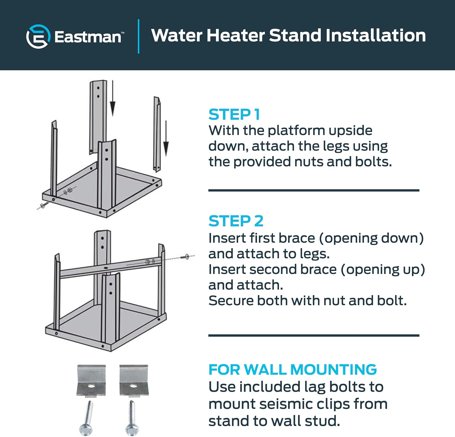 Eastman Water Heater Stand, 21 Inch x 21 Inch x 18 in. High, 650 lb. Load Capacity, 86278